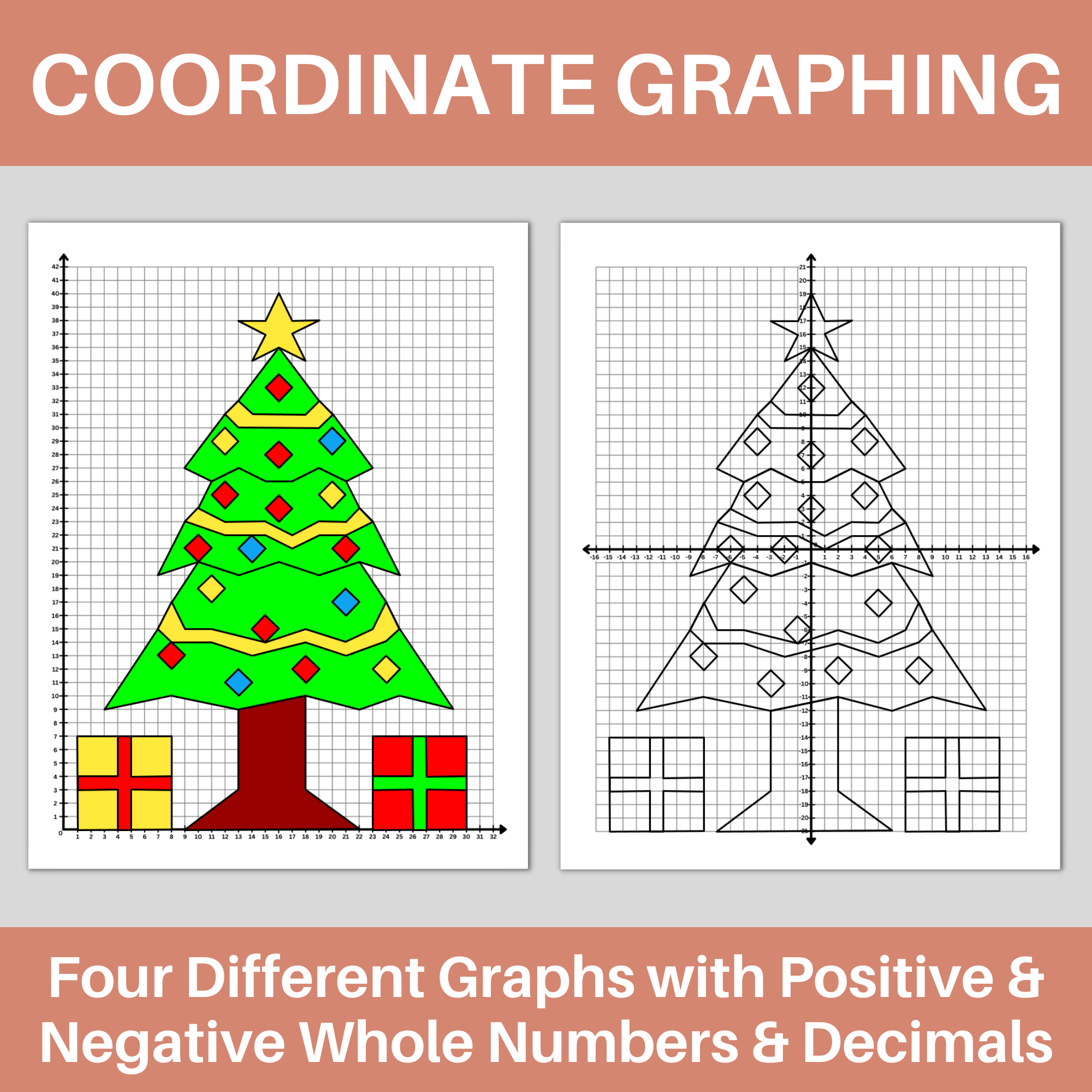 Christmas Tree Coordinate Graphing Plotting Points Ordered Pairs Mystery Picture Math Drawing Made By Teachers