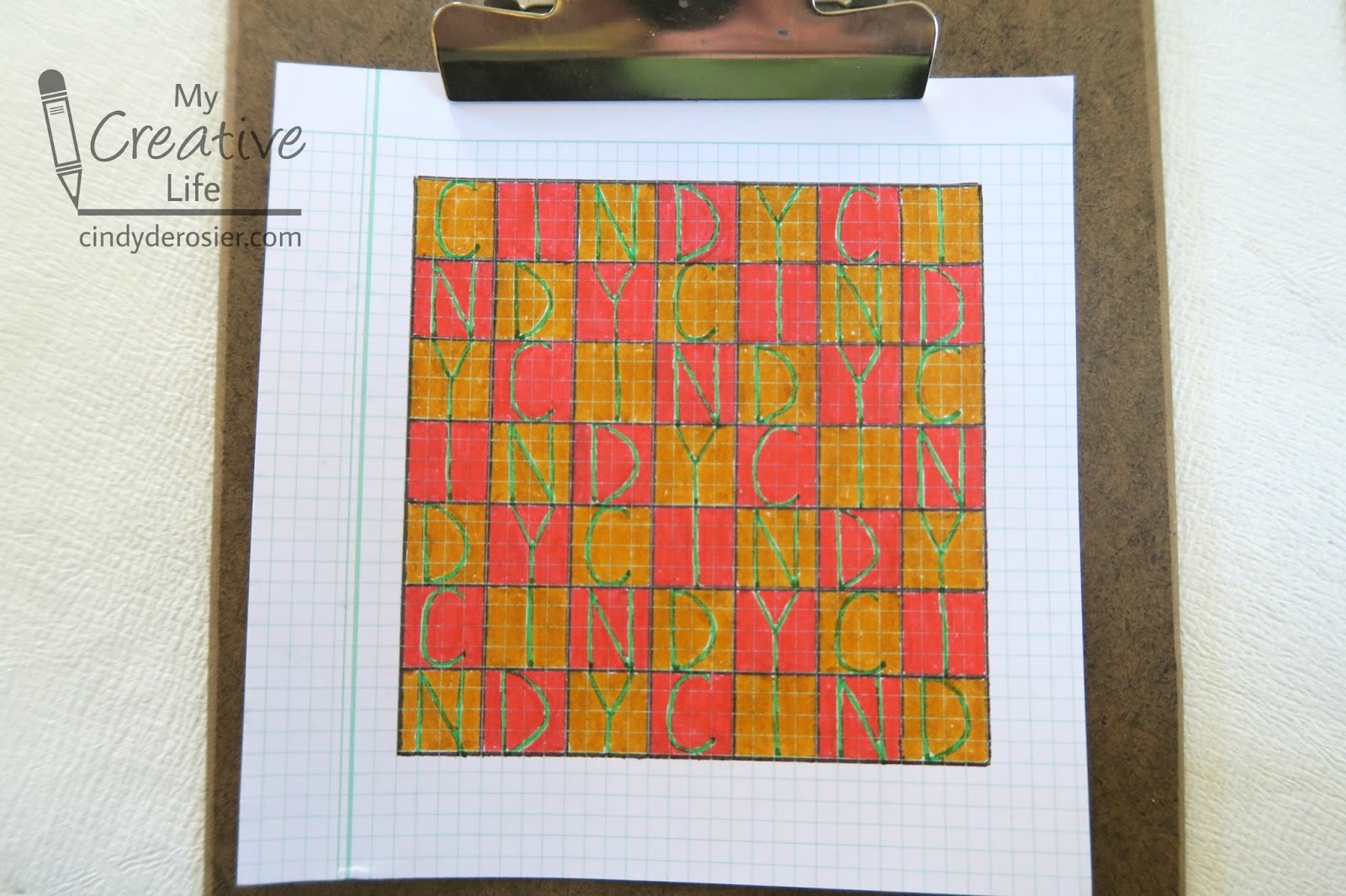 Cindy DeRosier My Creative Life Graph Paper Grid Name Art