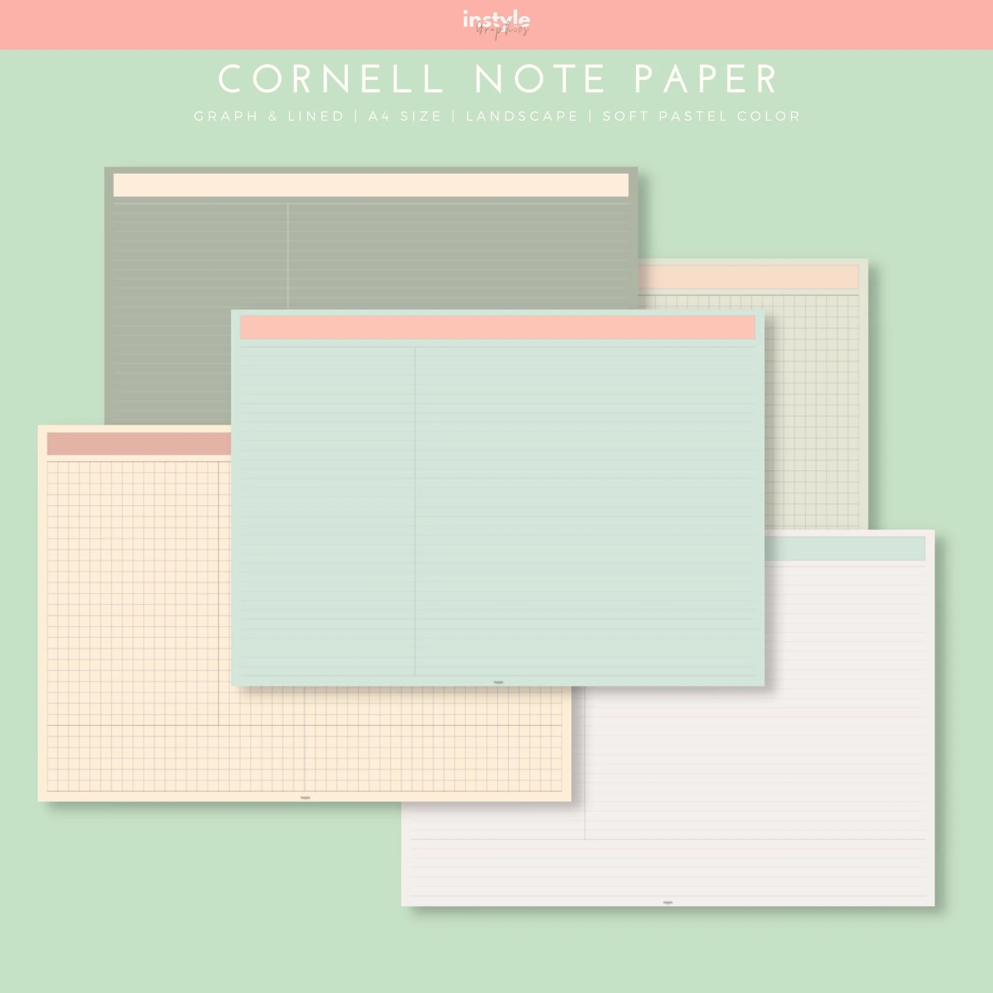 Cornell Paper Landscape Cornell Note taking Cornell Paper Template Cornell Paper For Goodnotes Digital Writing Etsy
