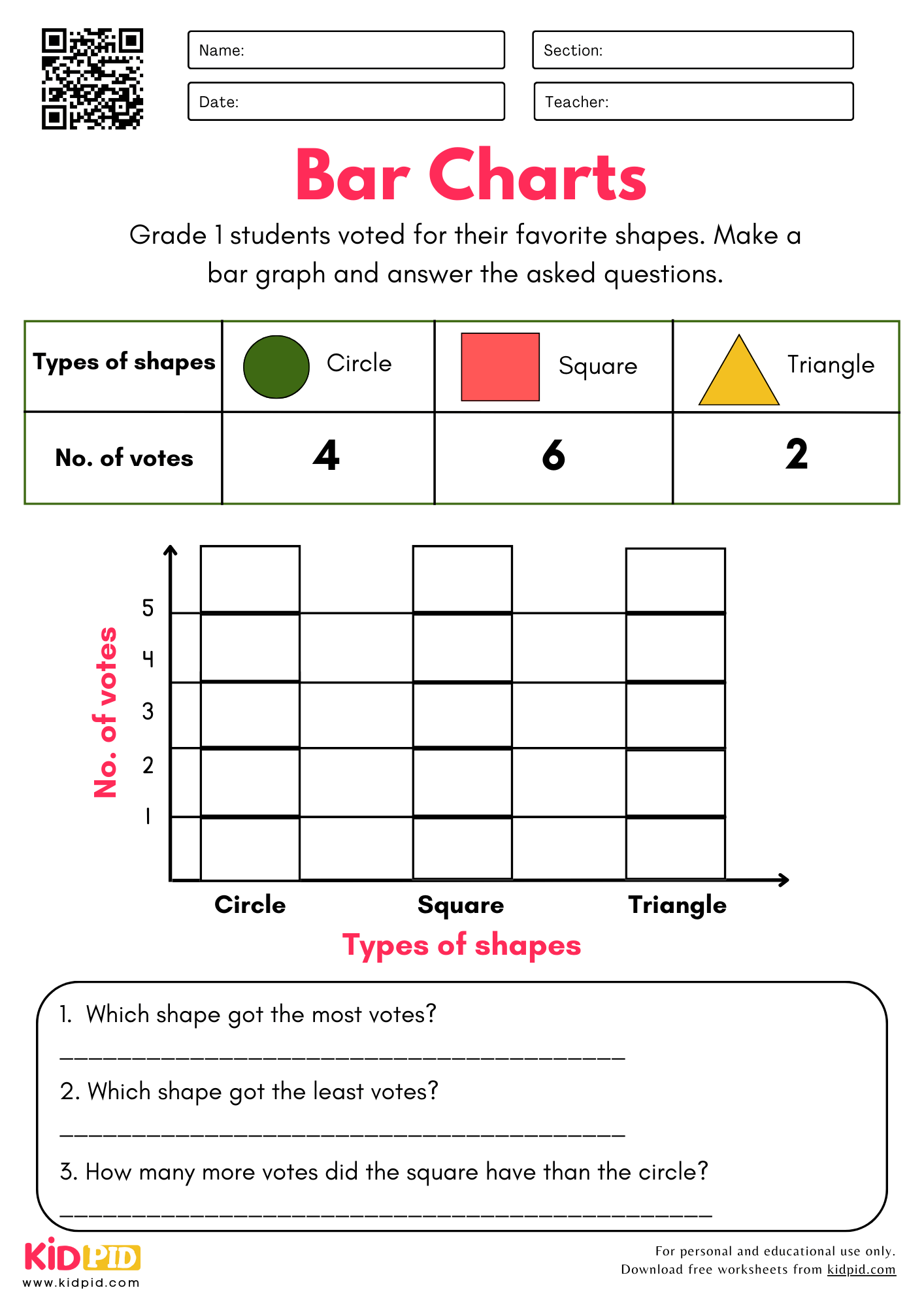 Bar Graph Worksheet For Grade 1
