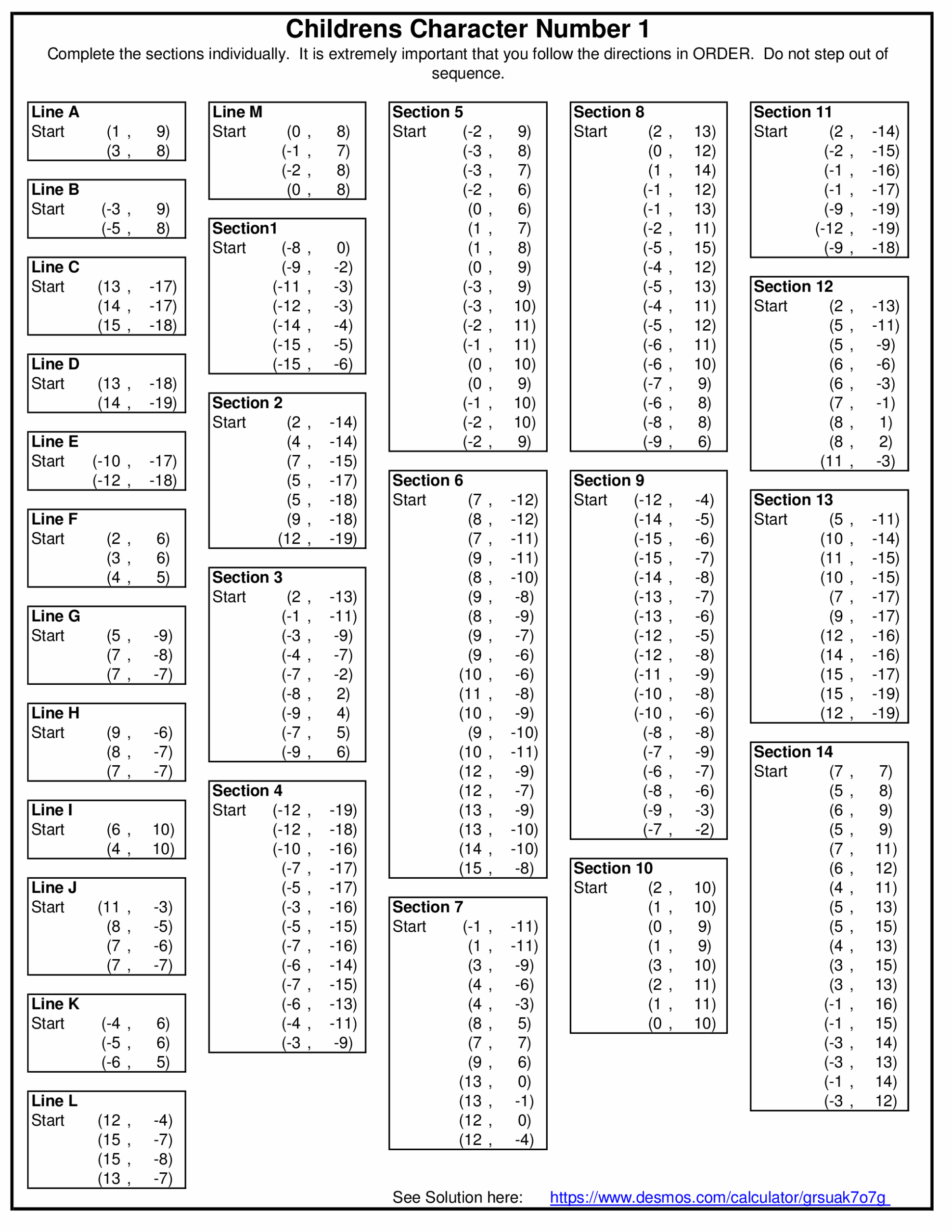 Create Characters By Plotting Points Investigation Primary Worksheets Library