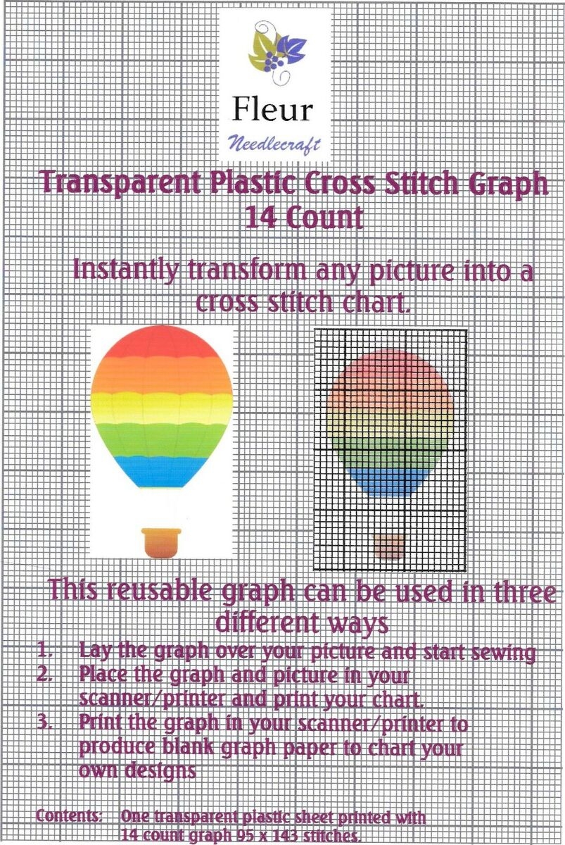Cross Stitch Graph Paper Kit Transparent Sheet 14 Count Reusable EBay