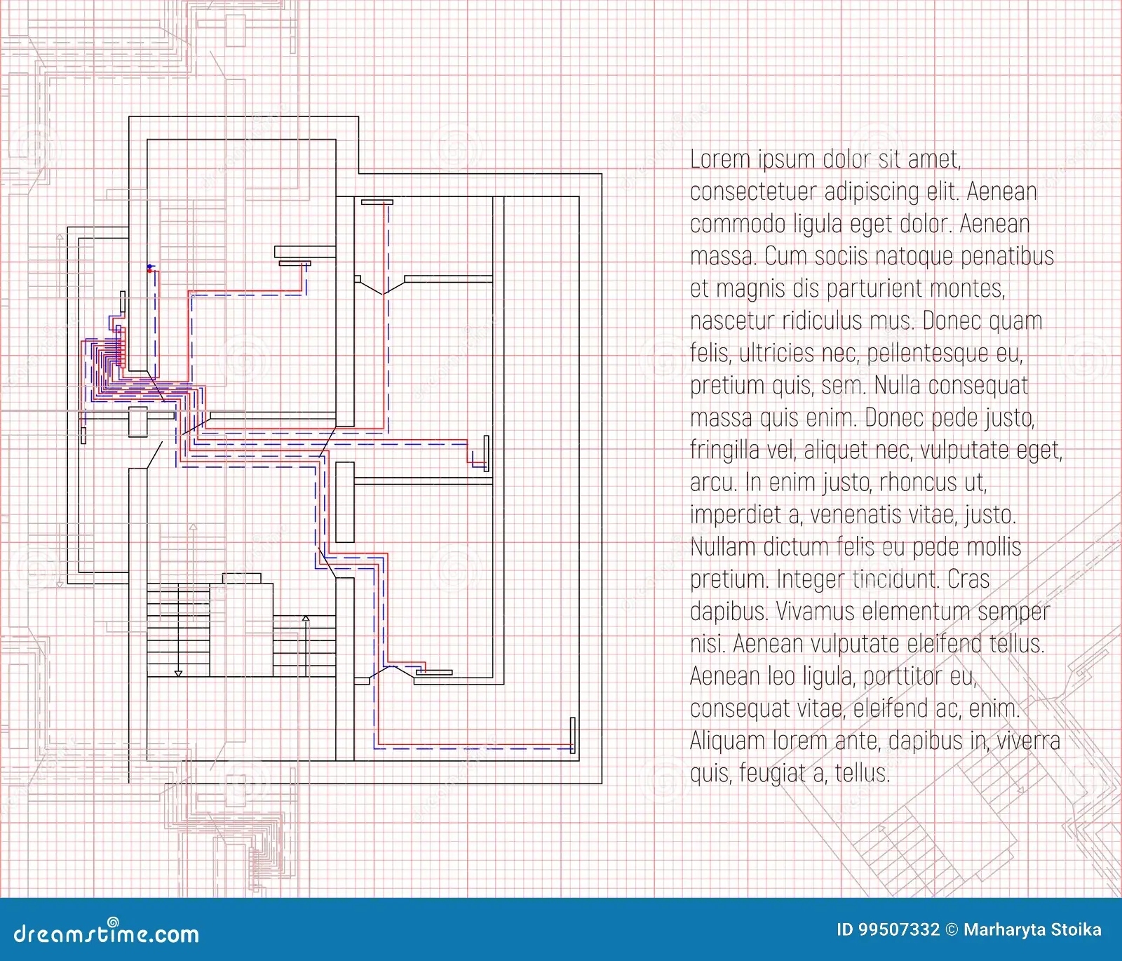 Design Project Of Heating Construction Blueprint Sketch Technical Drawings In Graph Paper Stock Vector Illustration Of Design Plan 99507332
