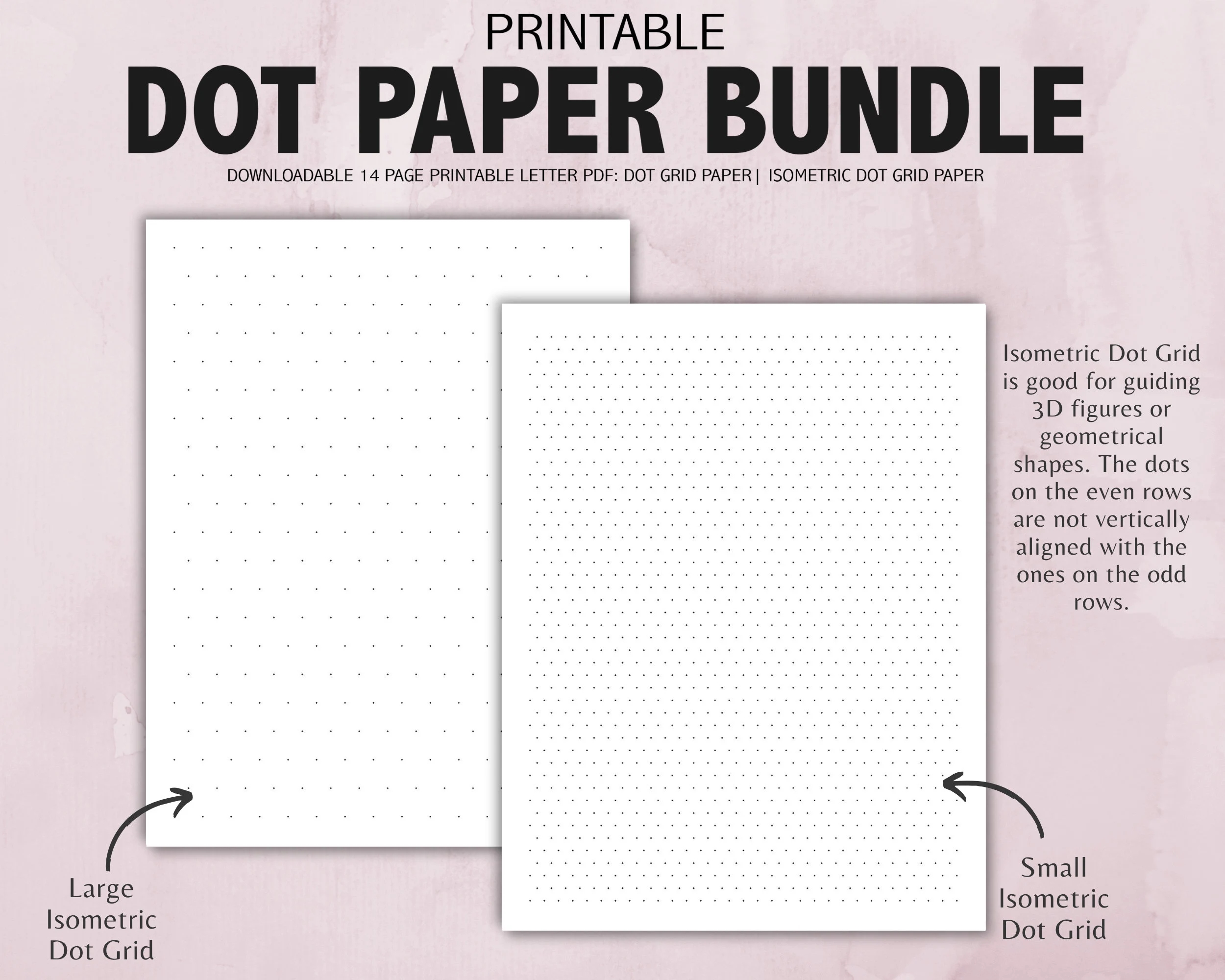 Dot Grid Journal Printable Paper Insert Bundle Isometric Dot Grid Paper Bullet Journal Paper Bujo Planner Etsy