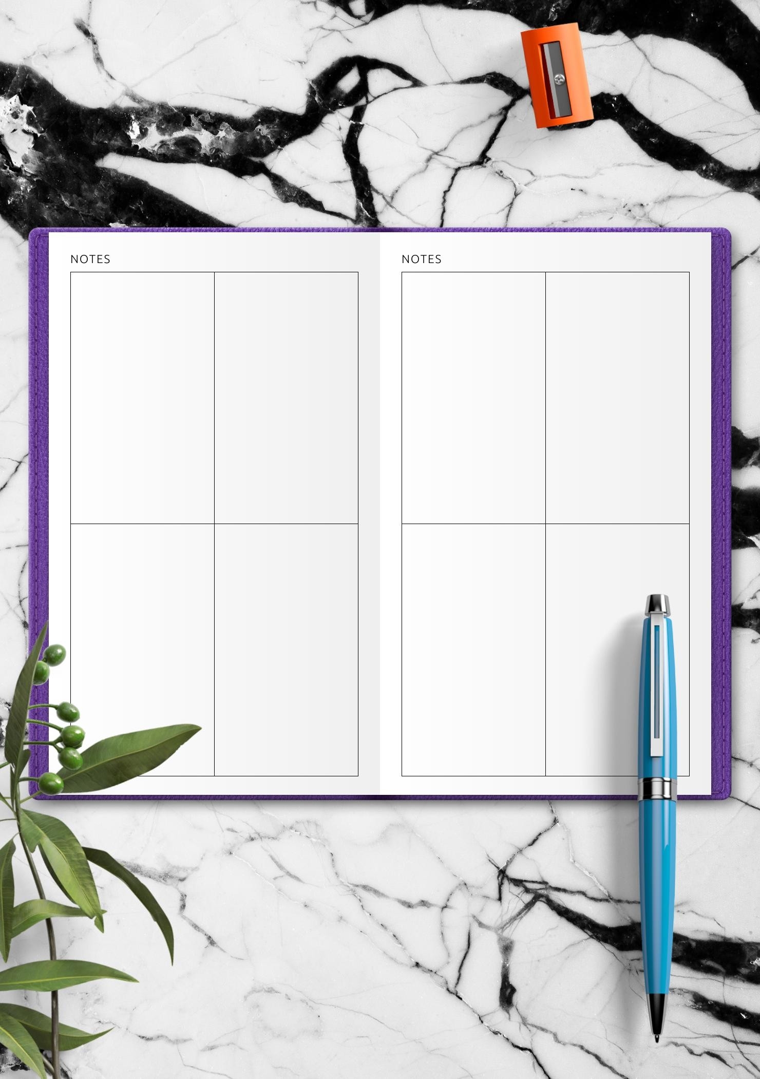 Download Printable Square Grid 4 Blocks PDF
