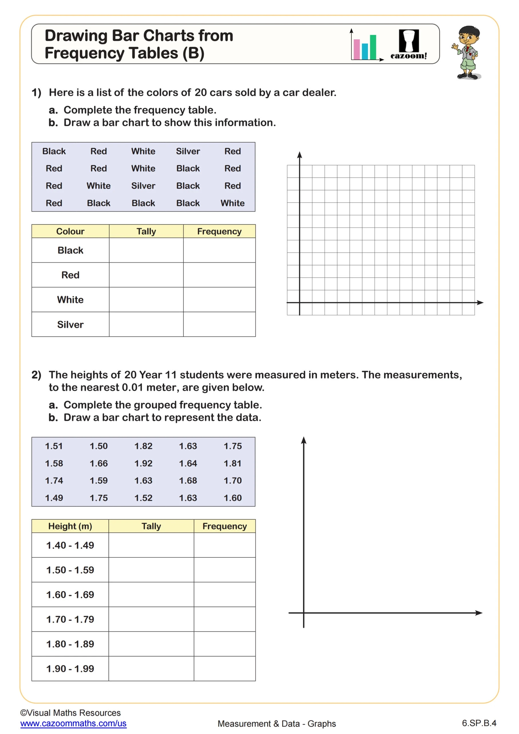 Bar Graph Worksheets Grade 6