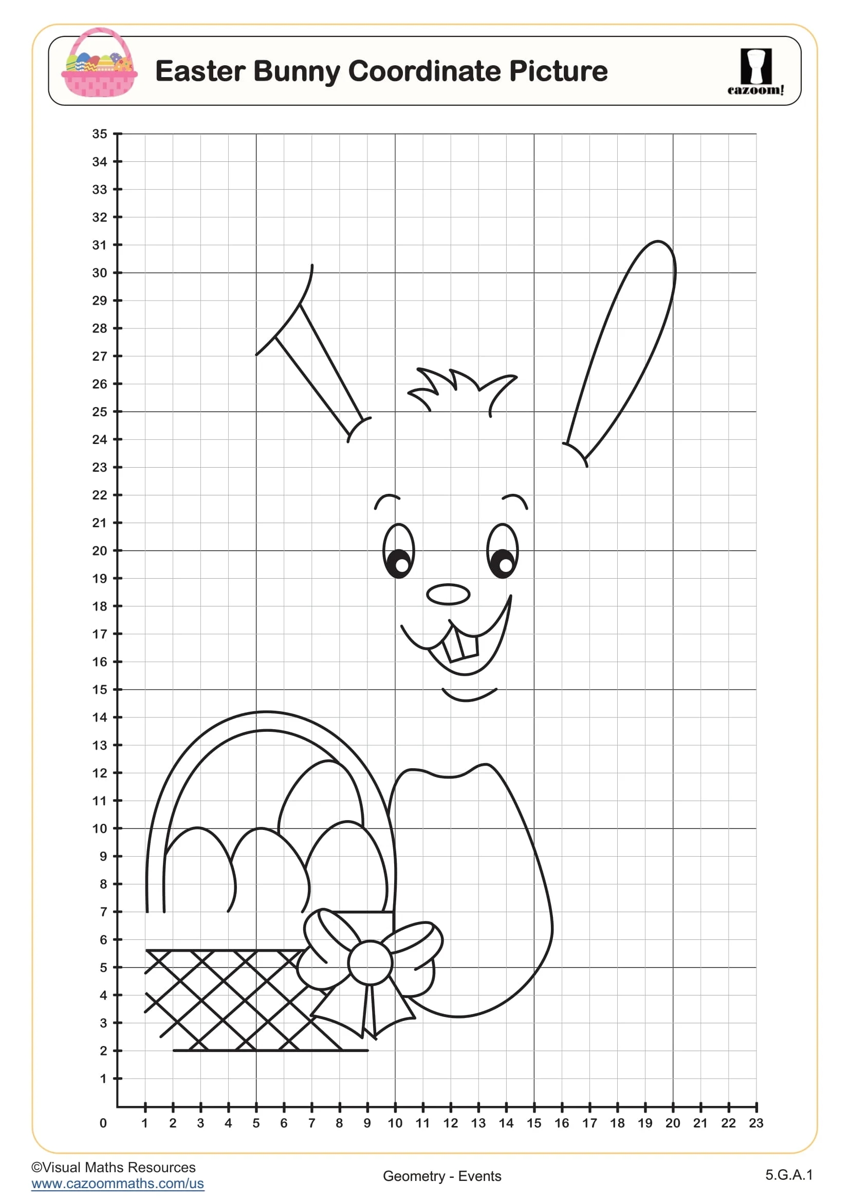 Easter Bunny Coordinate Picture Worksheet Fun And Engaging 5th Grade Operations Algebraic Thinking Worksheet