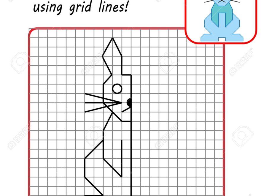 Educational Game For Kids Simple Exercise Rabbit Drawing Using Grid Symmetrical Drawing Vector Illustration Royalty Free SVG Cliparts Vectors And Stock Illustration Image 170555719