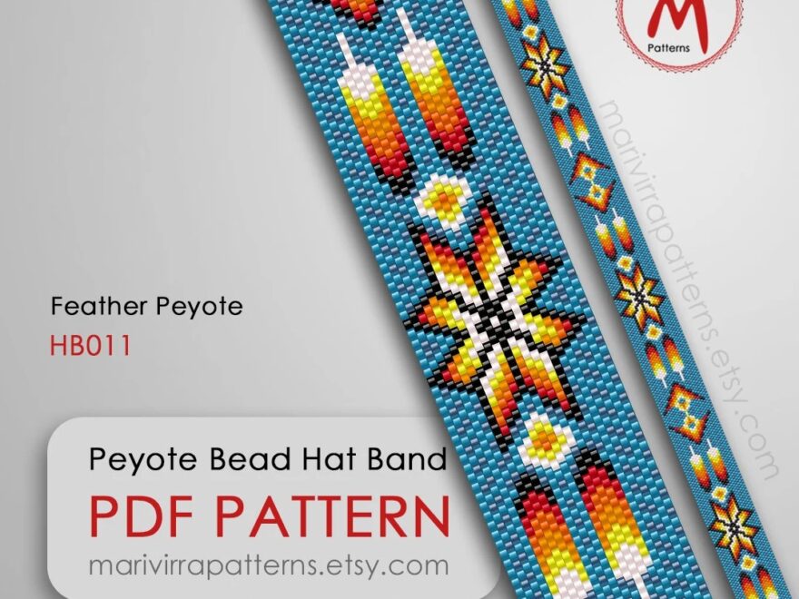 Feather Peyote Bead Pattern For Hat Band Even Count Arrow South Bands Inspired Style Miyuki Bead 11 0 Size PDF Instant Download HB011 Etsy