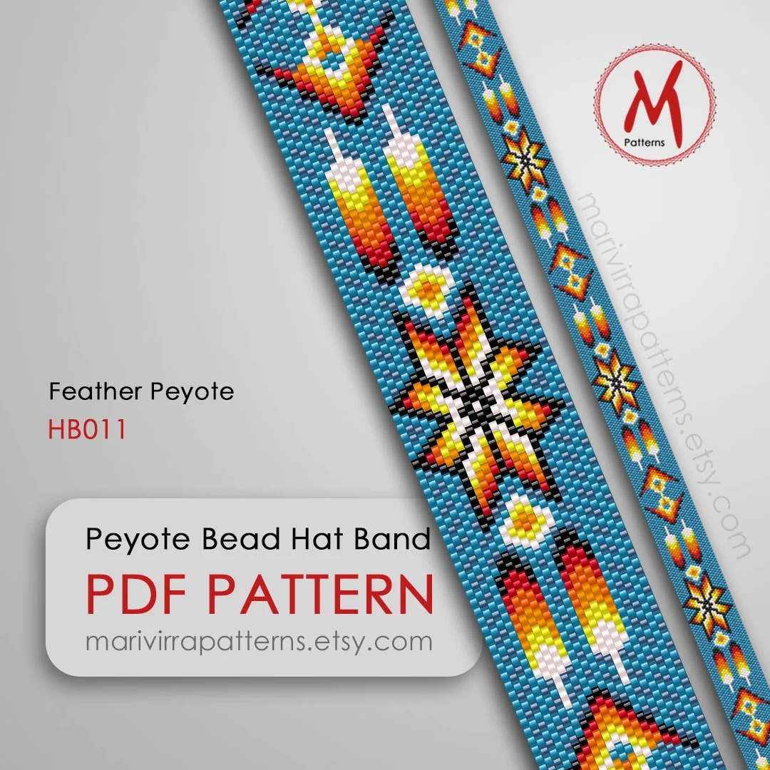Feather Peyote Bead Pattern For Hat Band Even Count Arrow South Bands Inspired Style Miyuki Bead 11 0 Size PDF Instant Download HB011 Etsy