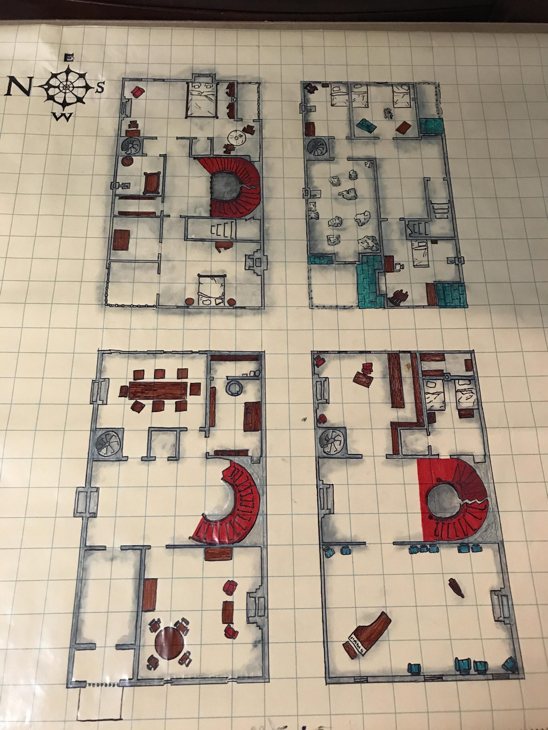 First Time Running first Time Map Drawing I Had A Ton Of Issues With The Type Of Grid Paper I Was Using nothing Would Hardly Stick Marker wise But I Got Death House Proper