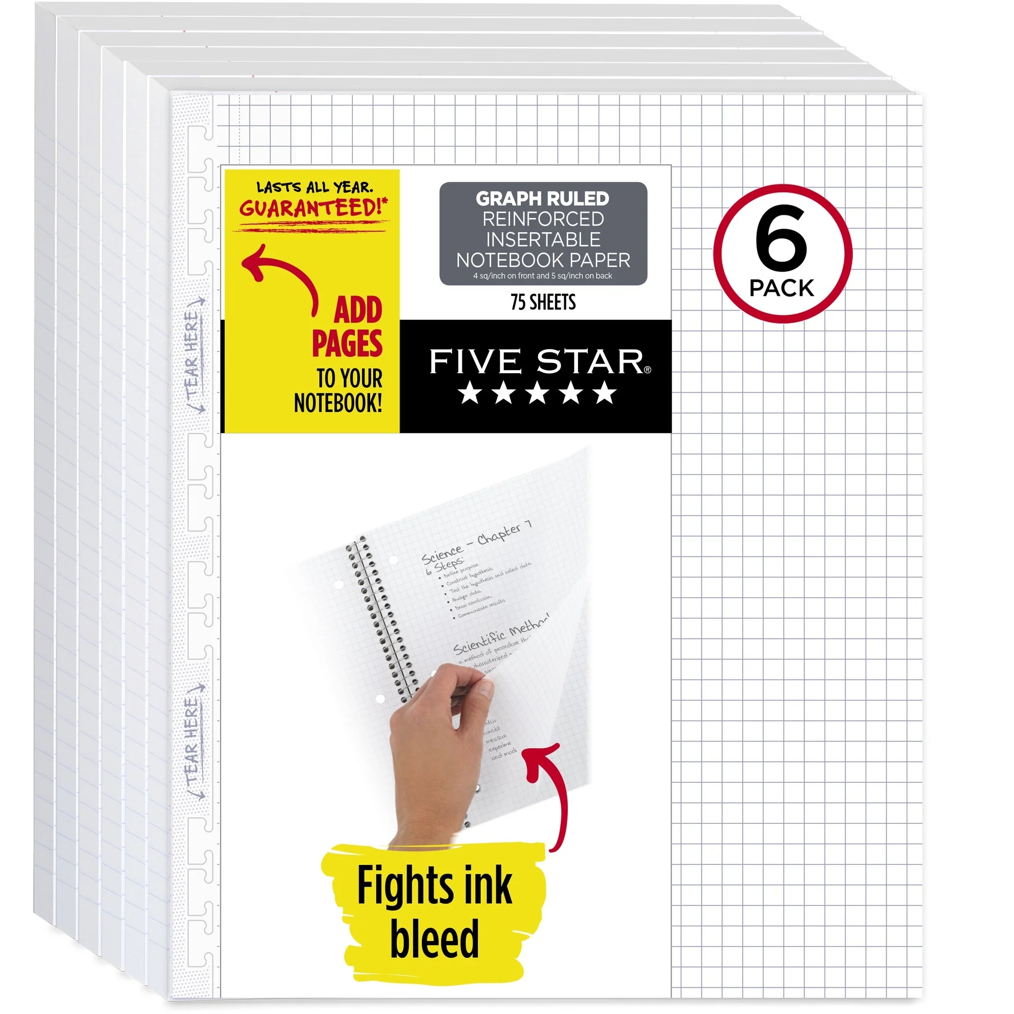 Five Star Reinforced Insertable Loose Leaf Filler Packs Notebook Paper Graph Ruled 8 12 X 11 75 Sheets Walmart Five Star Reinforced Insertable Loose Leaf Filler Packs Notebook Paper Graph Ruled 8 12 X 11 75 Sheets Walmart