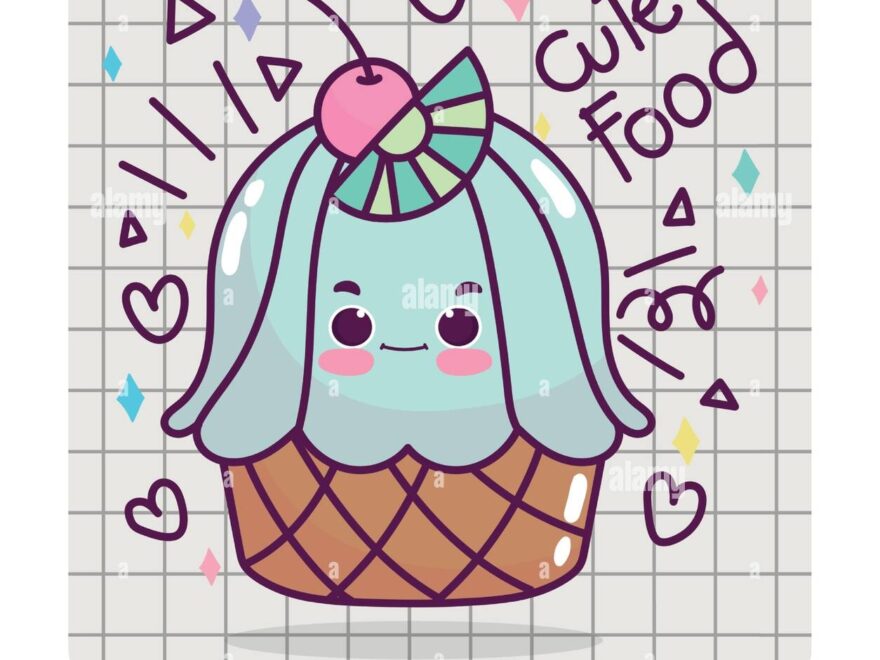 Food Cute Sweet Cupcake Drawing Love Grid Paper Cartoon Vector Illustration Stock Vector Image Art Alamy