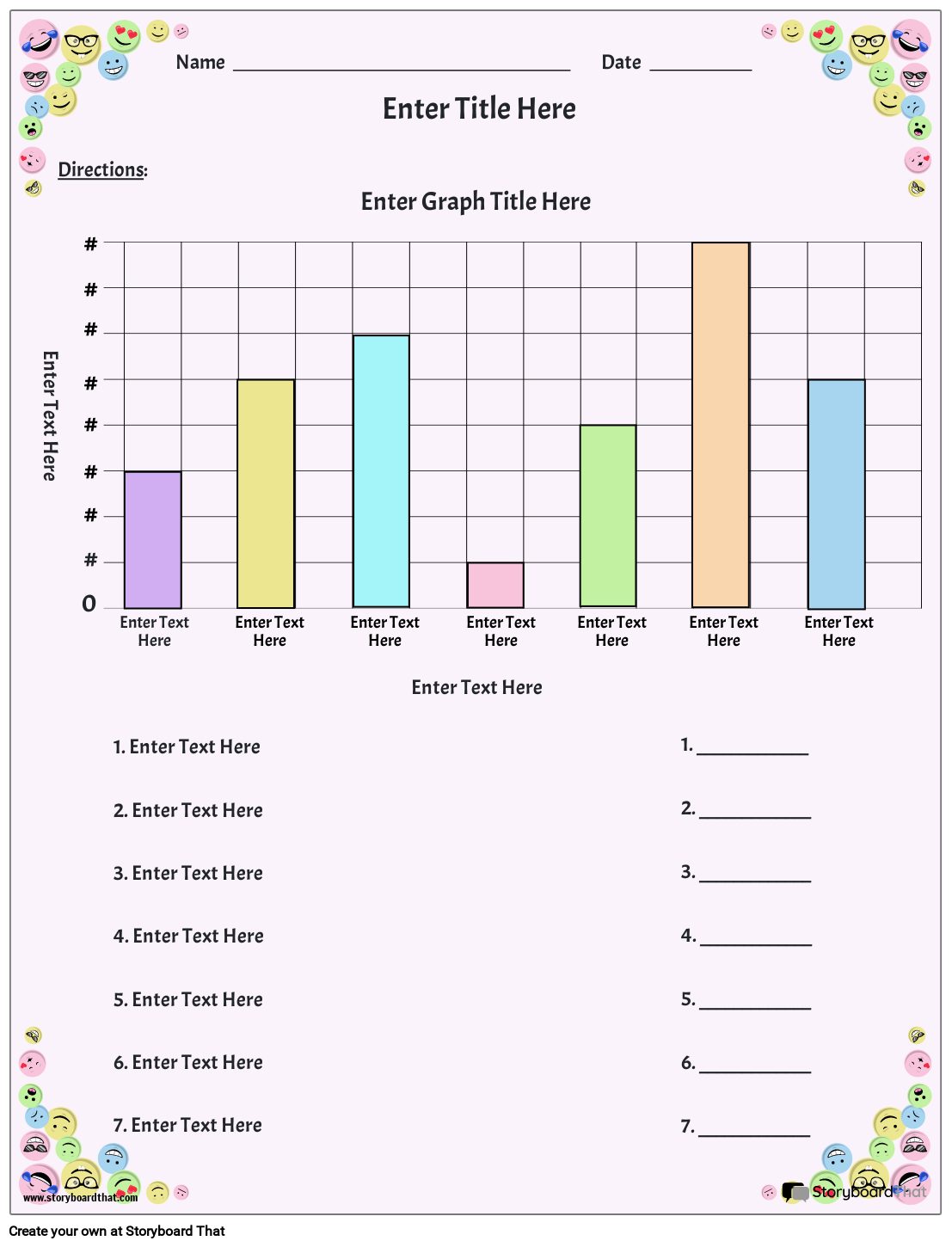 Bar Graph Template With Marks For Numbers