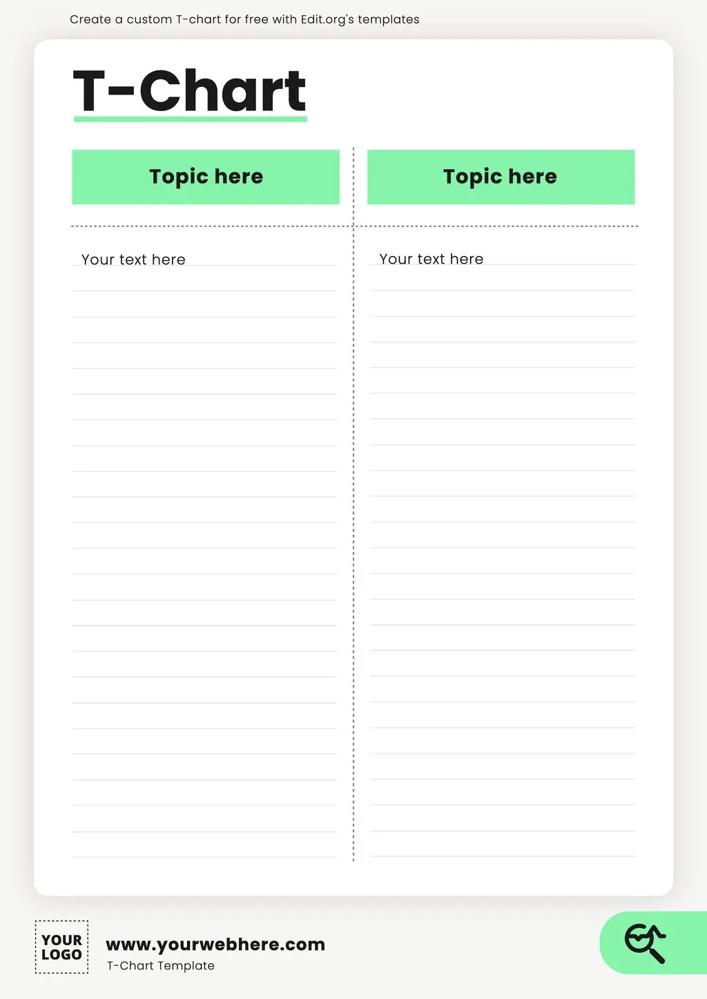 Free Editable T Chart Templates