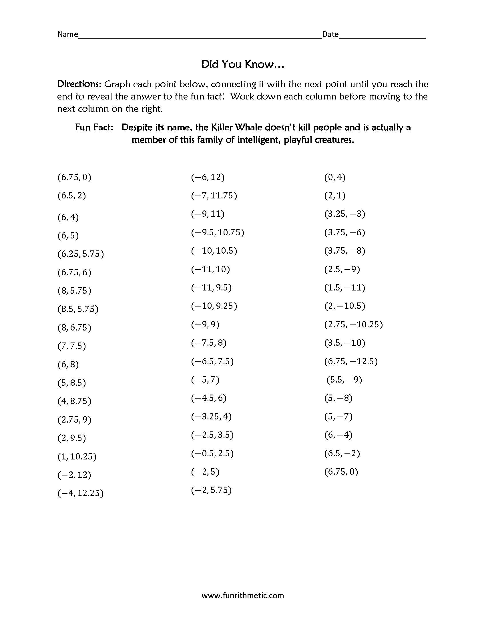 Fun Graphing Coordinate Plane Worksheets