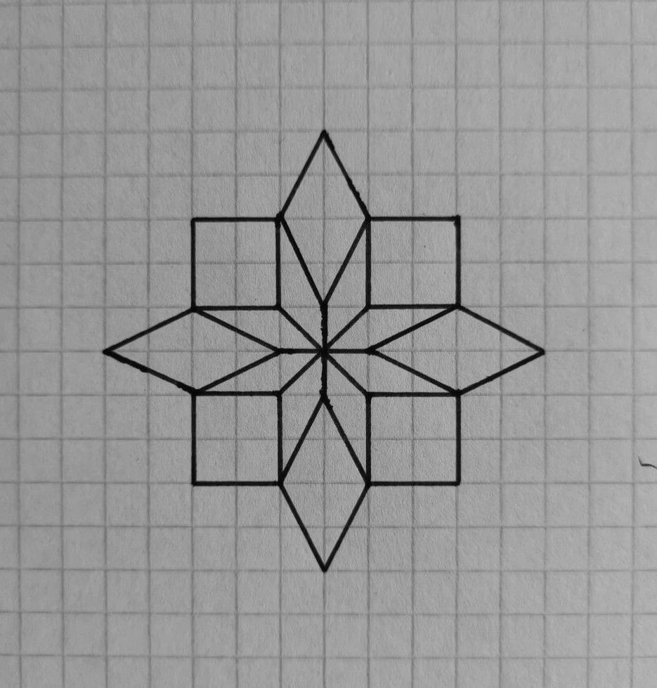 Geometric Flower Drawing On Graph Paper Geometric Flower Drawing On Graph Paper