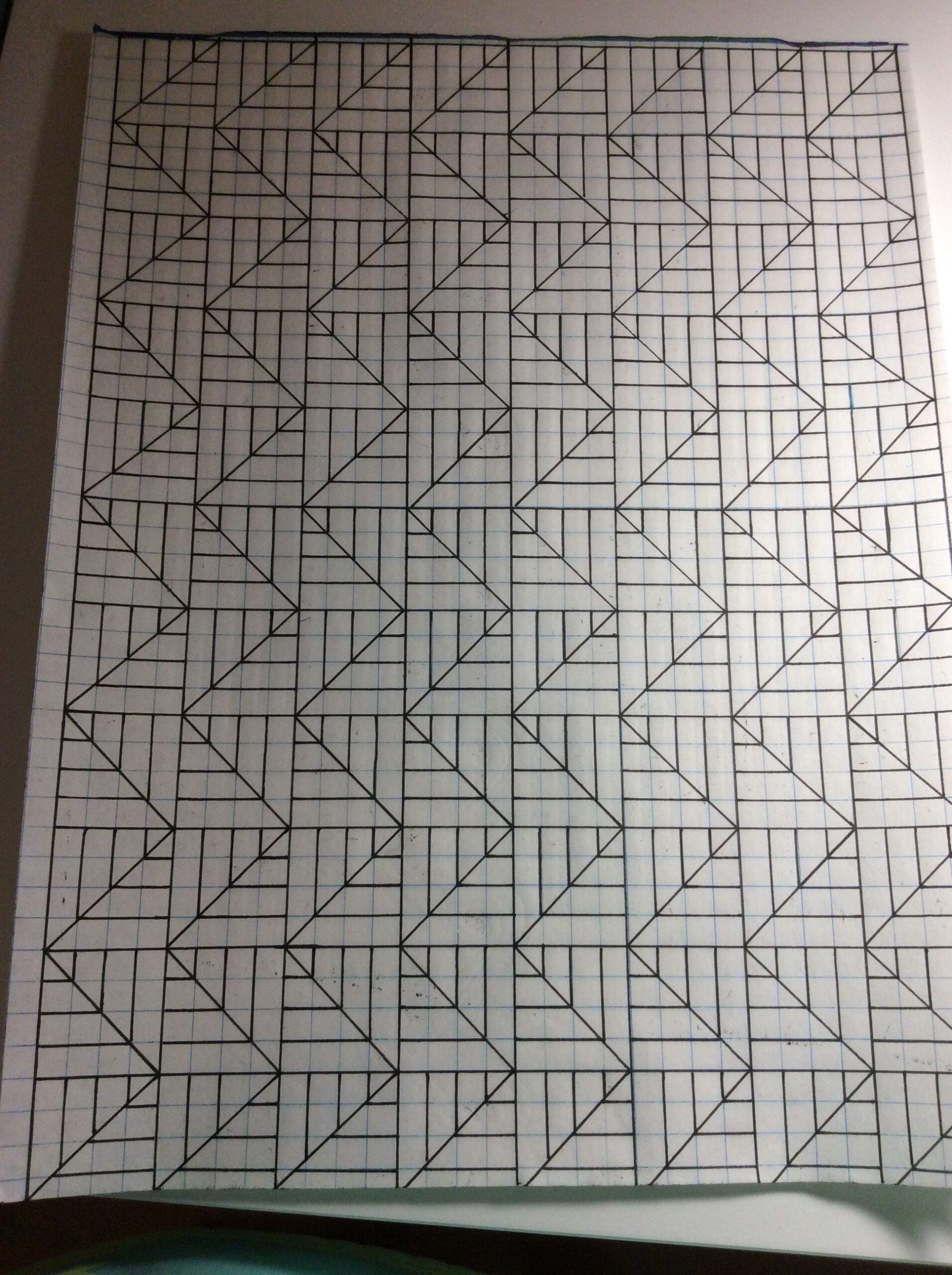 Geometric Pattern Art On Graph Paper