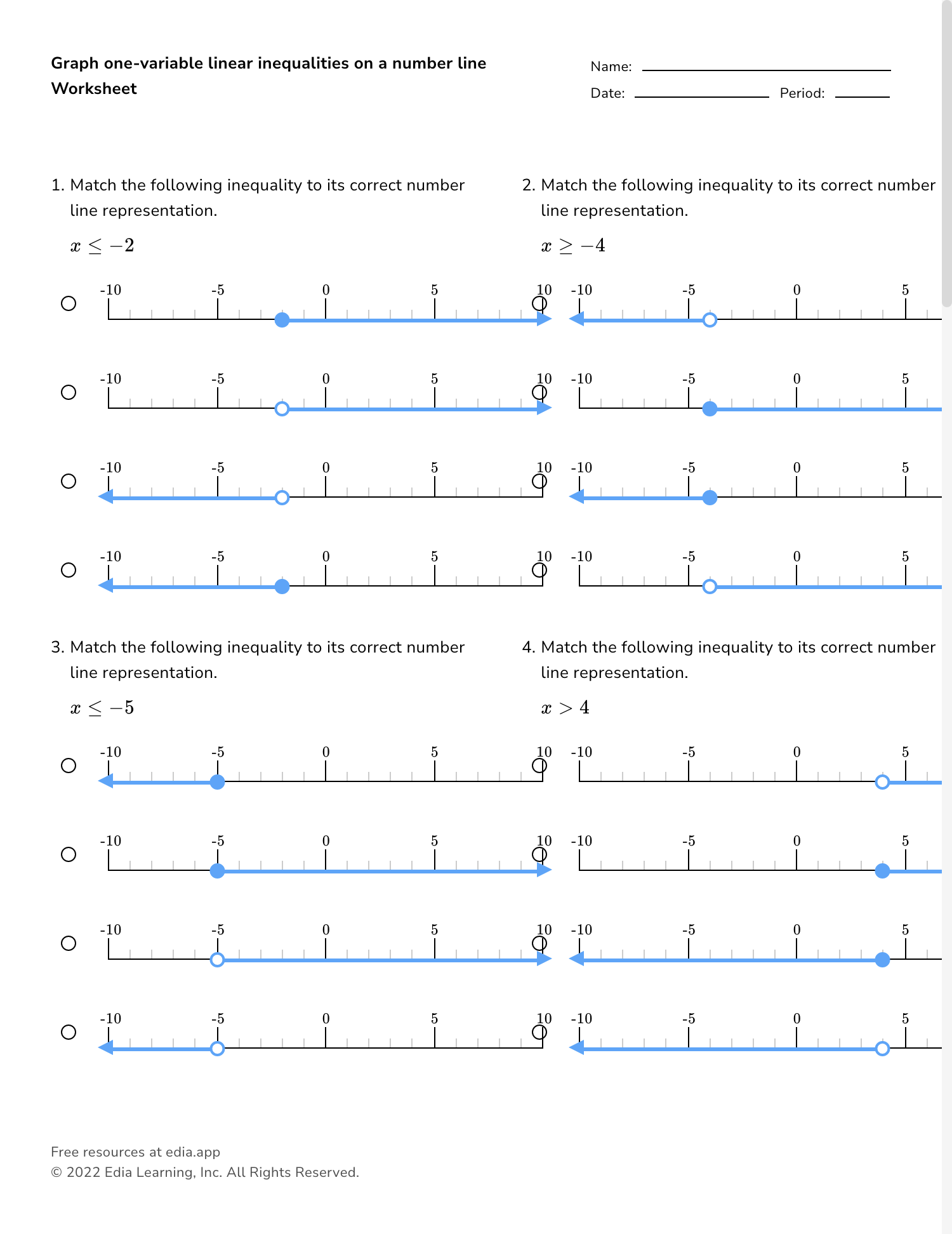 Graph One variable Linear Inequalities On A Number Line Worksheet Graph One variable Linear Inequalities On A Number Line Worksheet