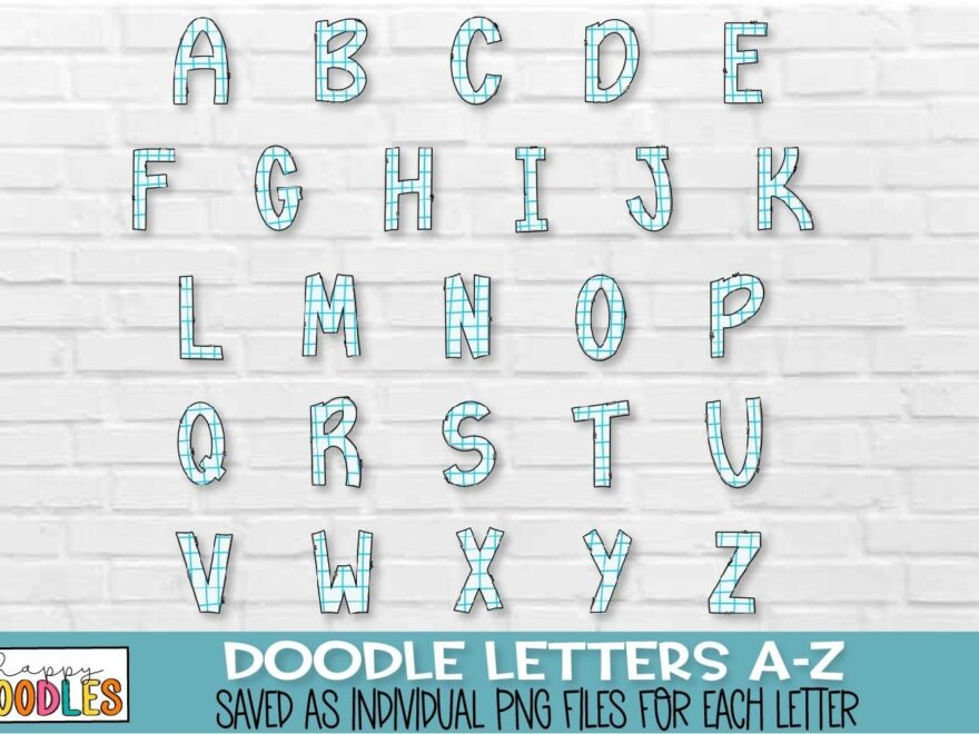 Graph Paper Doodle Letters School Sublimation Alphabet Set