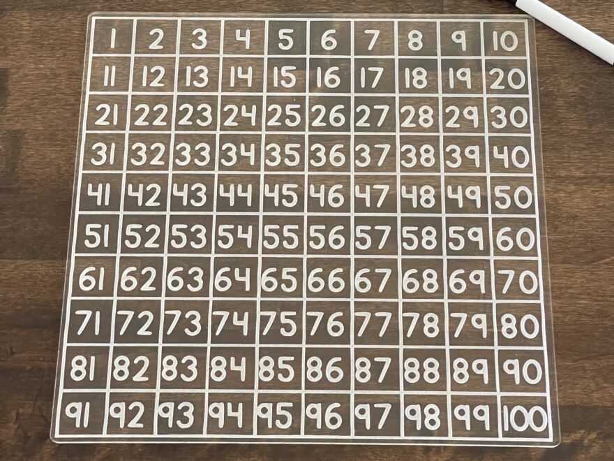 Graph Paper Math Board With 1 100 Numbers 1 X 1 Inch Boxes And 10 X 10 Size Boxes Tracing Mat Math Learning Education Etsy