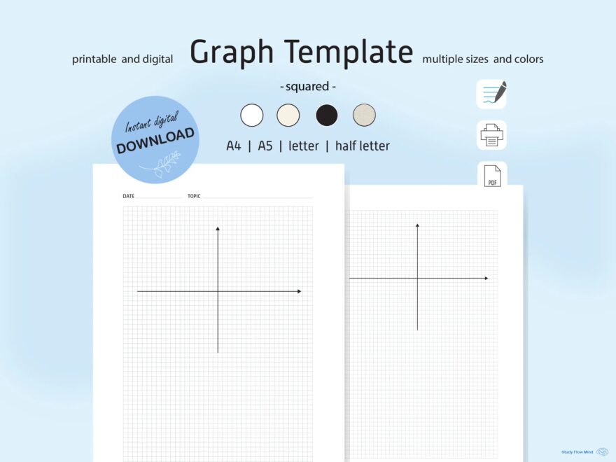 Graph Paper Printable Template Study Maths Productivity Template Digital Download Template Goodnotes Printable Graph Squared Math Physics Etsy
