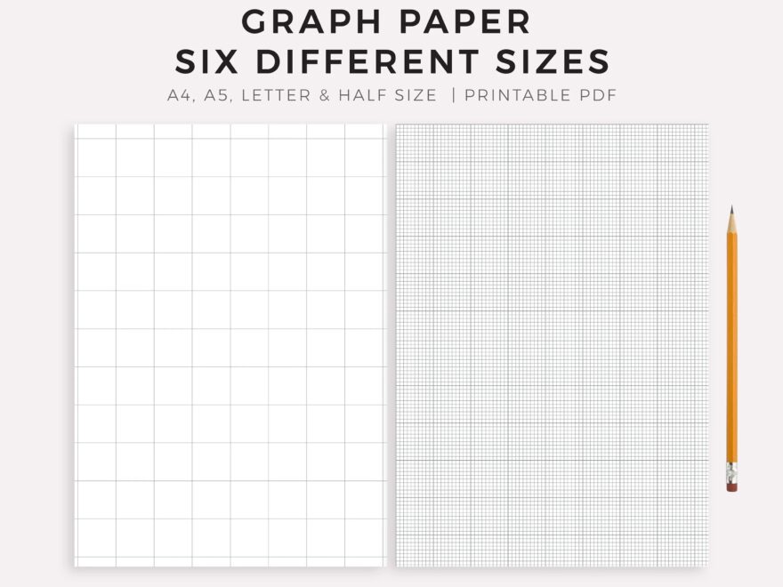 Graph Paper Six Different Sizes 0 25 0 5 1 10 Squares Per Inch 5mm 10mm A4 a5 letter half Printable PDF Instant Download Etsy