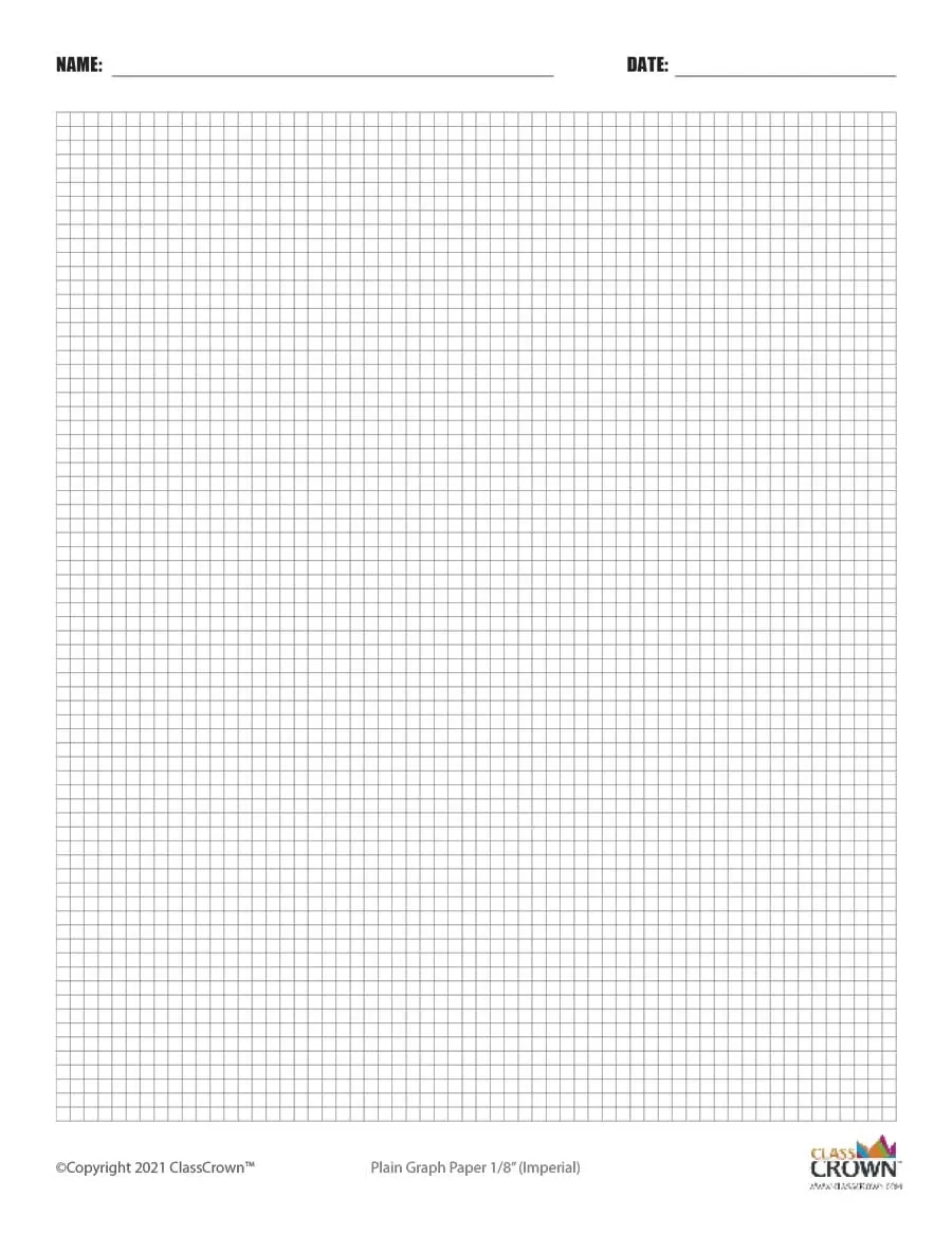 Graph Paper With Name Eighth Inch Specialty Paper ClassCrown