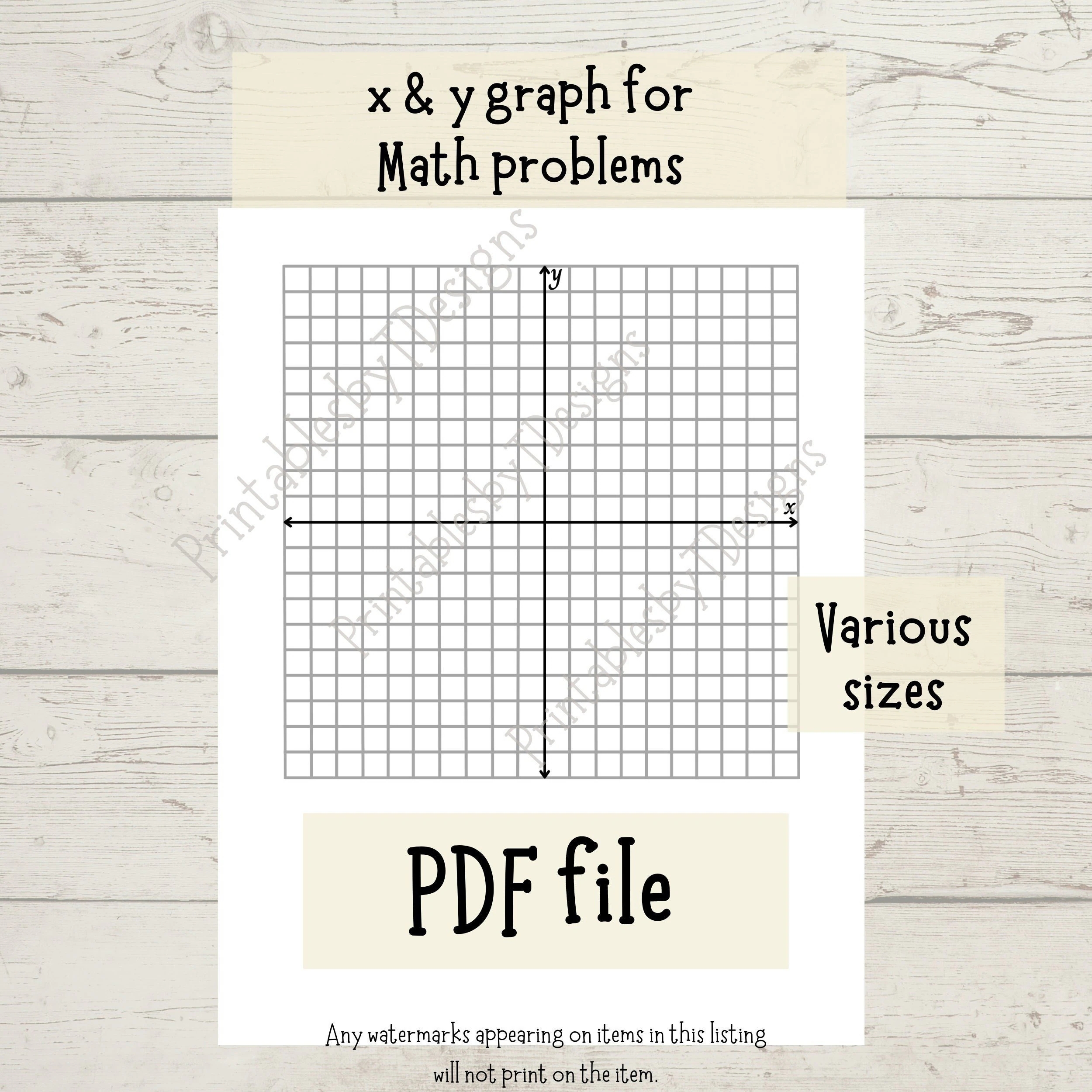 Graph Paper X Y Axis Graph Paper Math Homework Math Graph Paper Middle School High School PDF Home School Printable Etsy