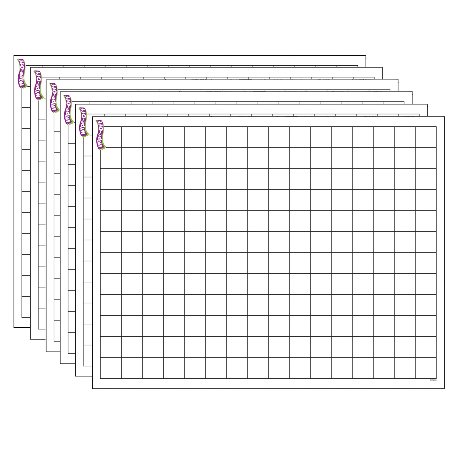 Graphing Grid Small Squares Wipe Off Chart 17 X 22 Pack Of 6 The Teachers Lounge 