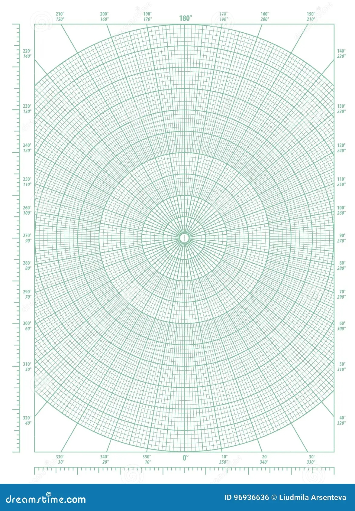 Green Polar Coordinate Circular Grid Graph Paper Stock Vector Illustration Of Degree Draft 96936636
