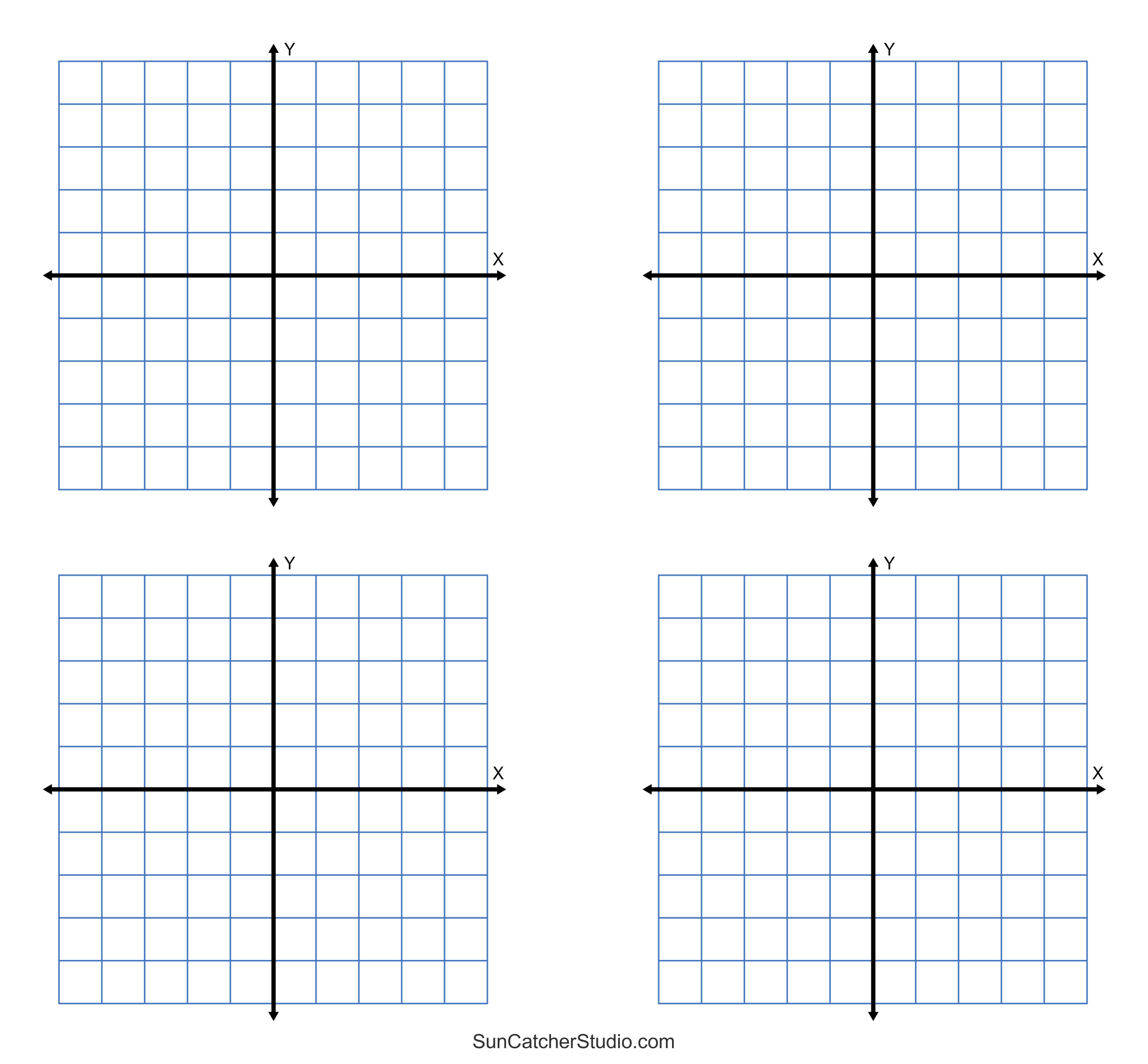 Grid Paper Printable 4 Quadrant Coordinate Graph Paper Templates Free Printables Monograms Design Tools Patterns DIY Projects