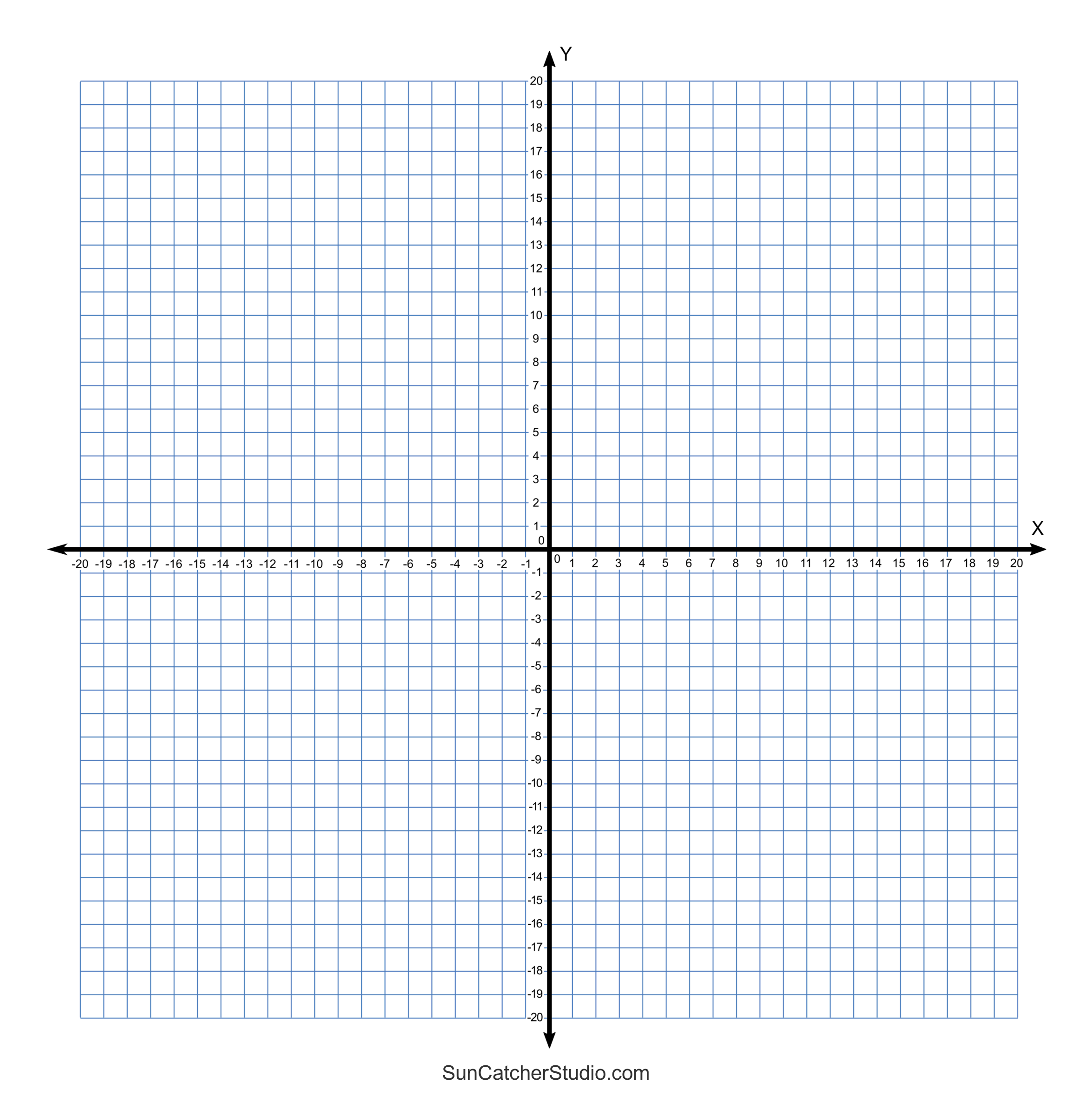 Shape On Graph Paper That Covers All Quadrants