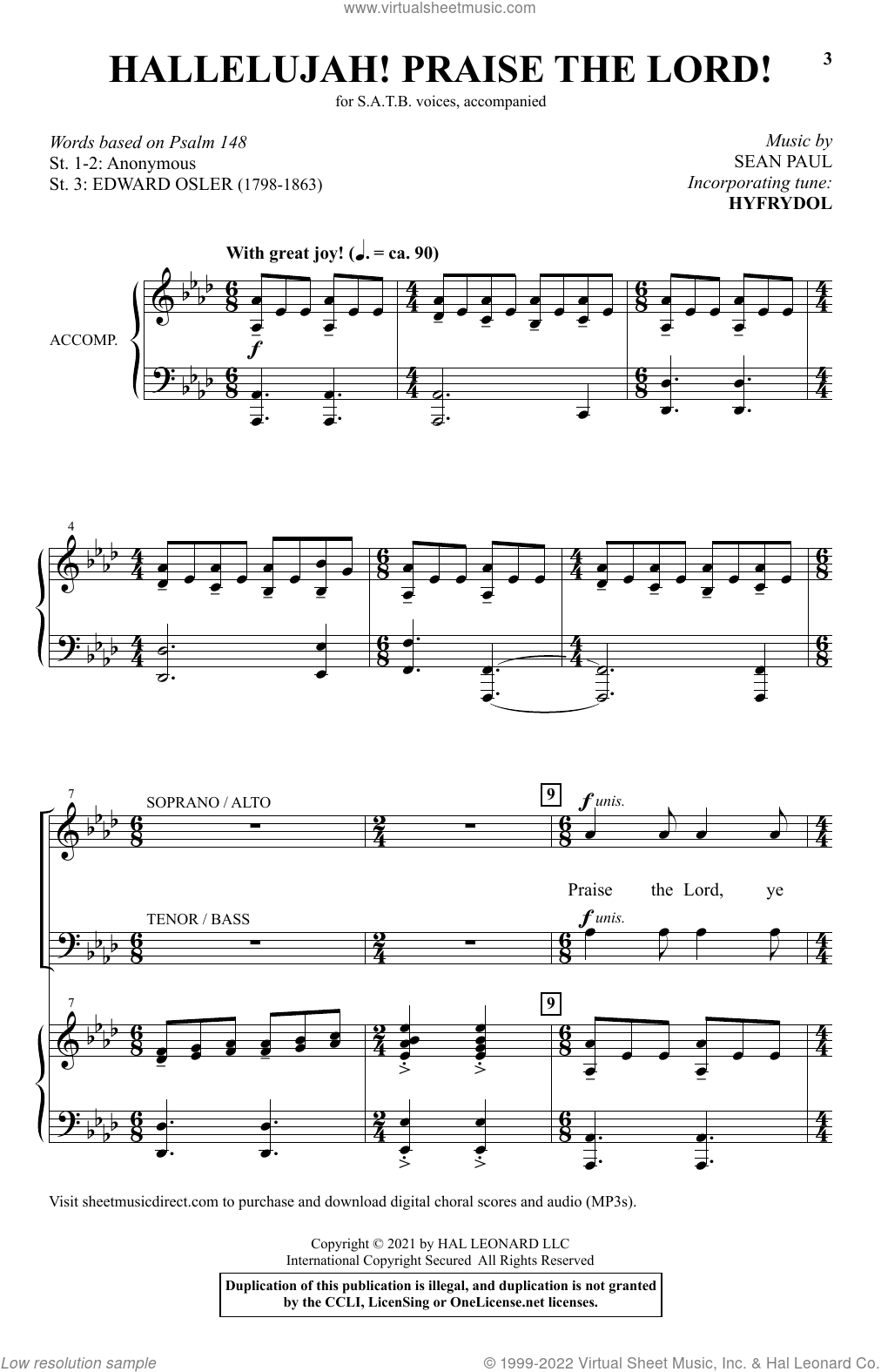 Hallelujah Praise The Lord Sheet Music For Choir SATB Soprano Alto Tenor Bass 