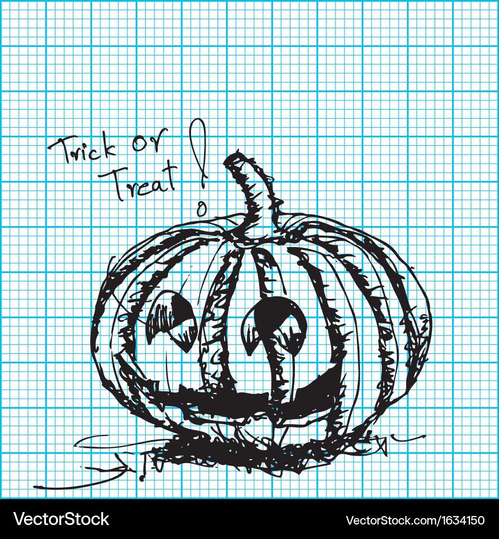 Halloween Pumpkin Sketch On Graph Paper Royalty Free Vector Halloween Pumpkin Sketch On Graph Paper Royalty Free Vector