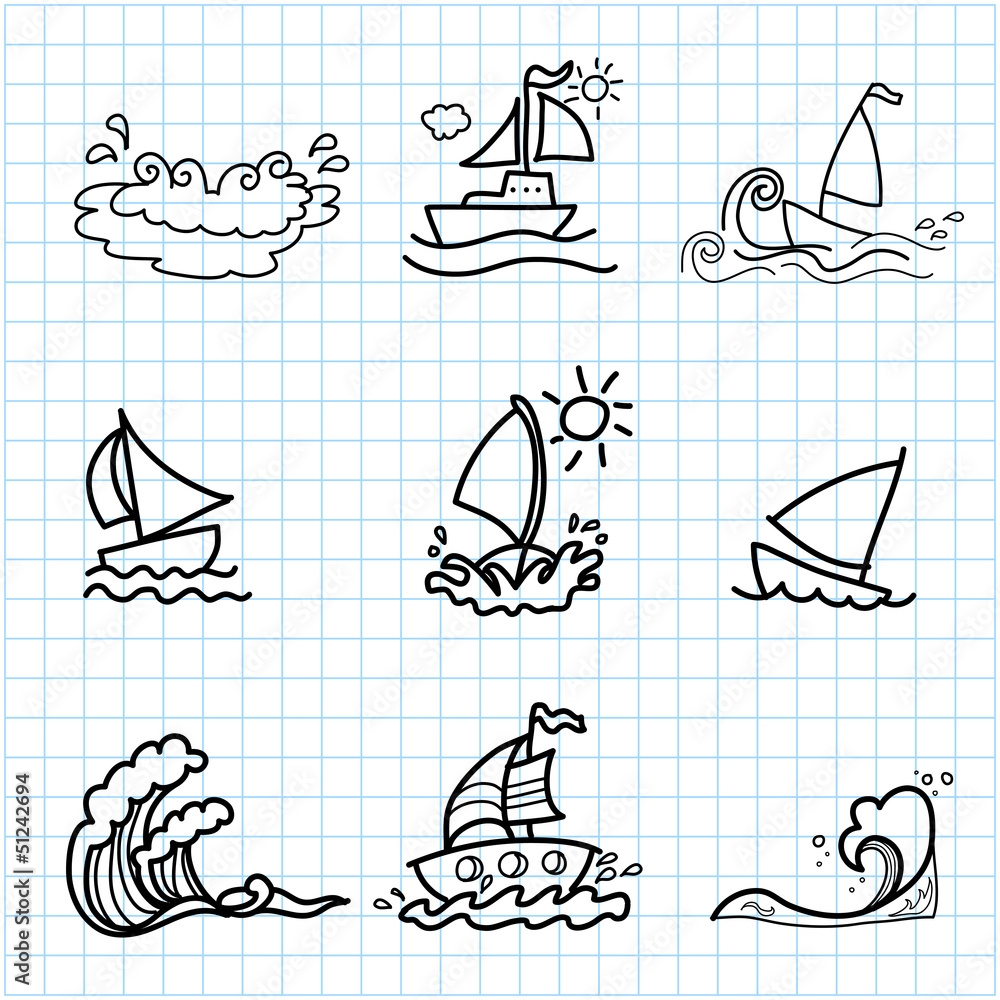 Hand Drawing Cartoon On Grid Graph Paper Stock Vector Adobe Stock