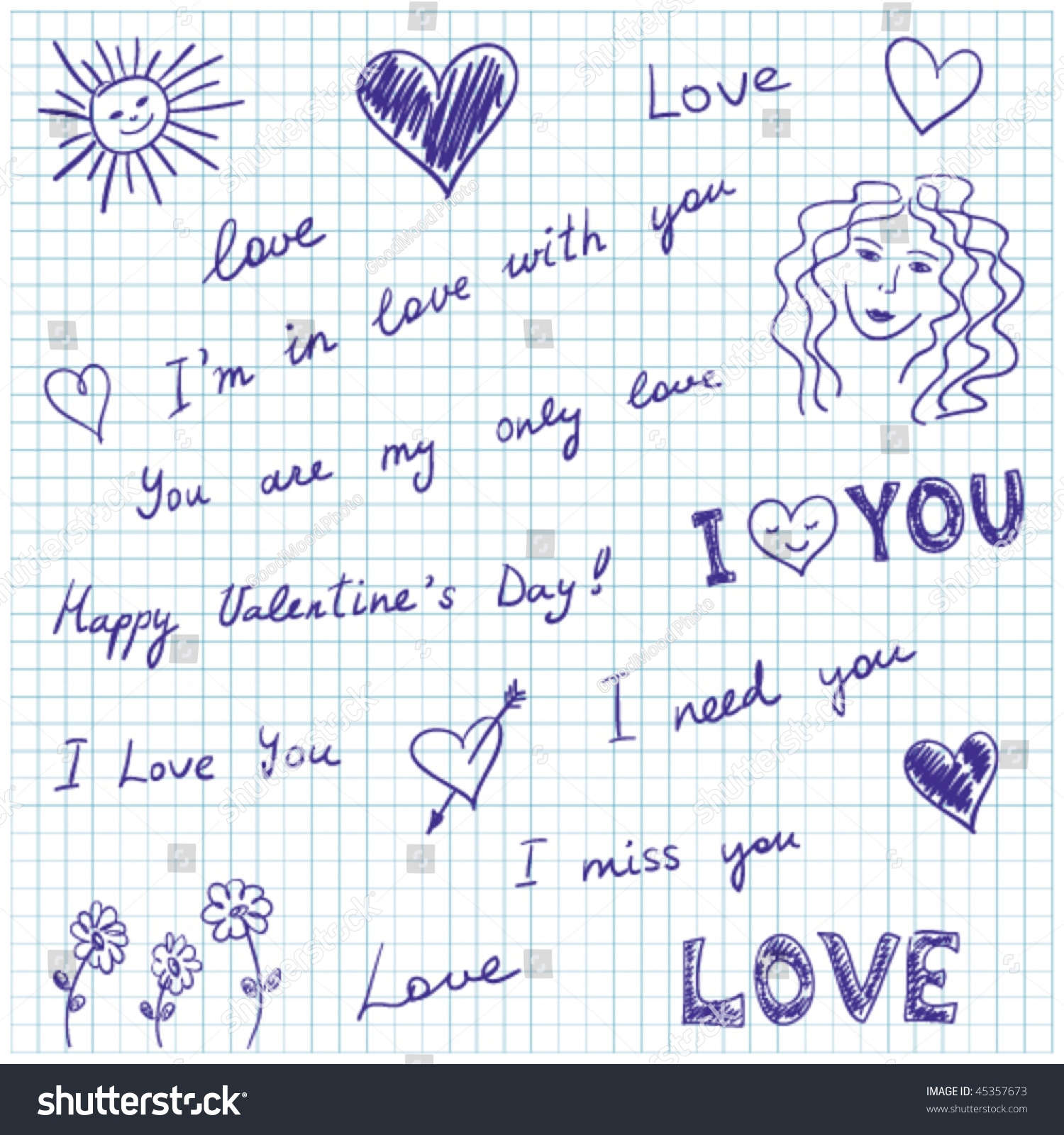 Graph Paper Drawings Love