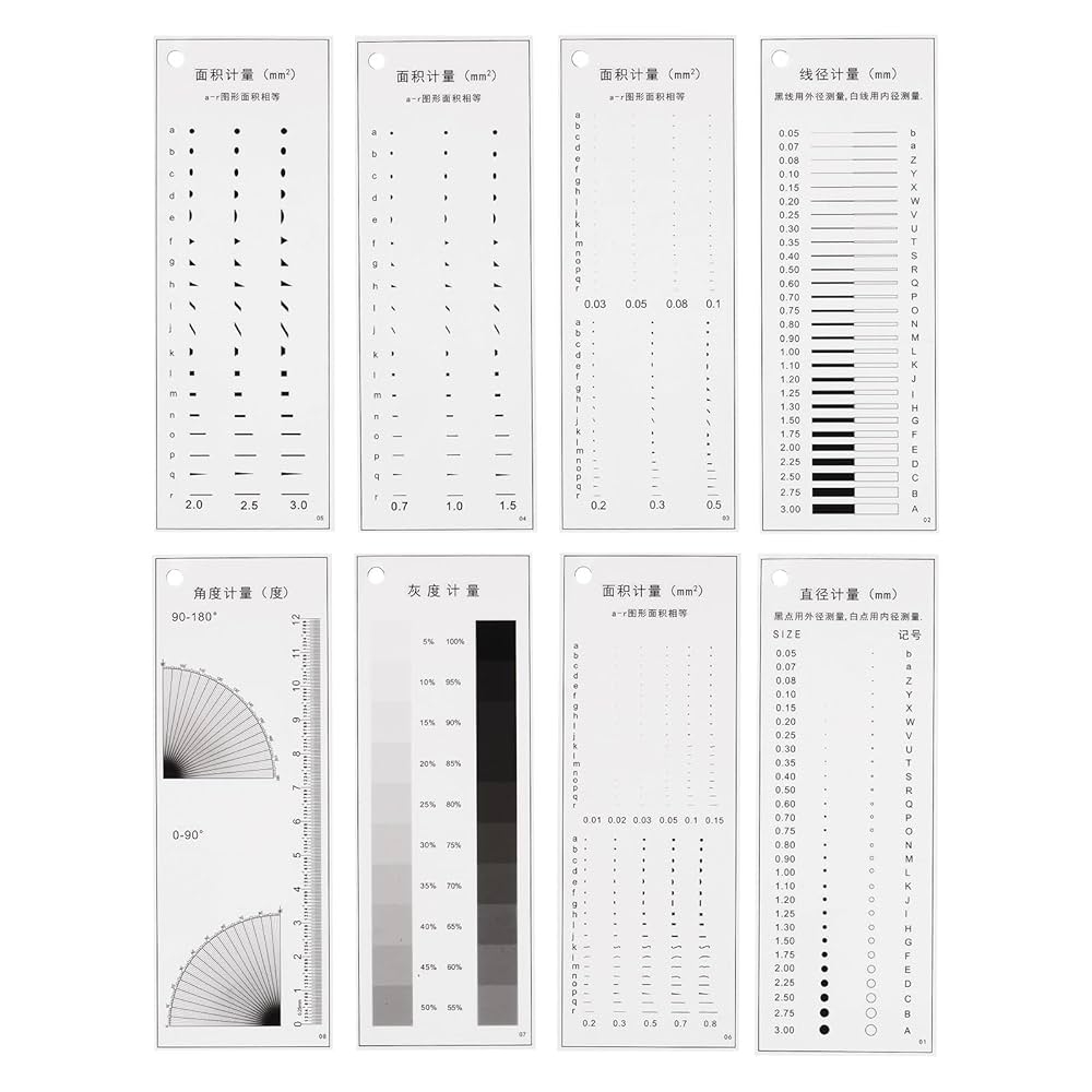 HARFINGTON High Precision SEC Size Estimation Chart Transparency Flaw Detection Film Ruler For Diameter Area And Line Width Protractor Gray Scale Defects Measuring Amazon