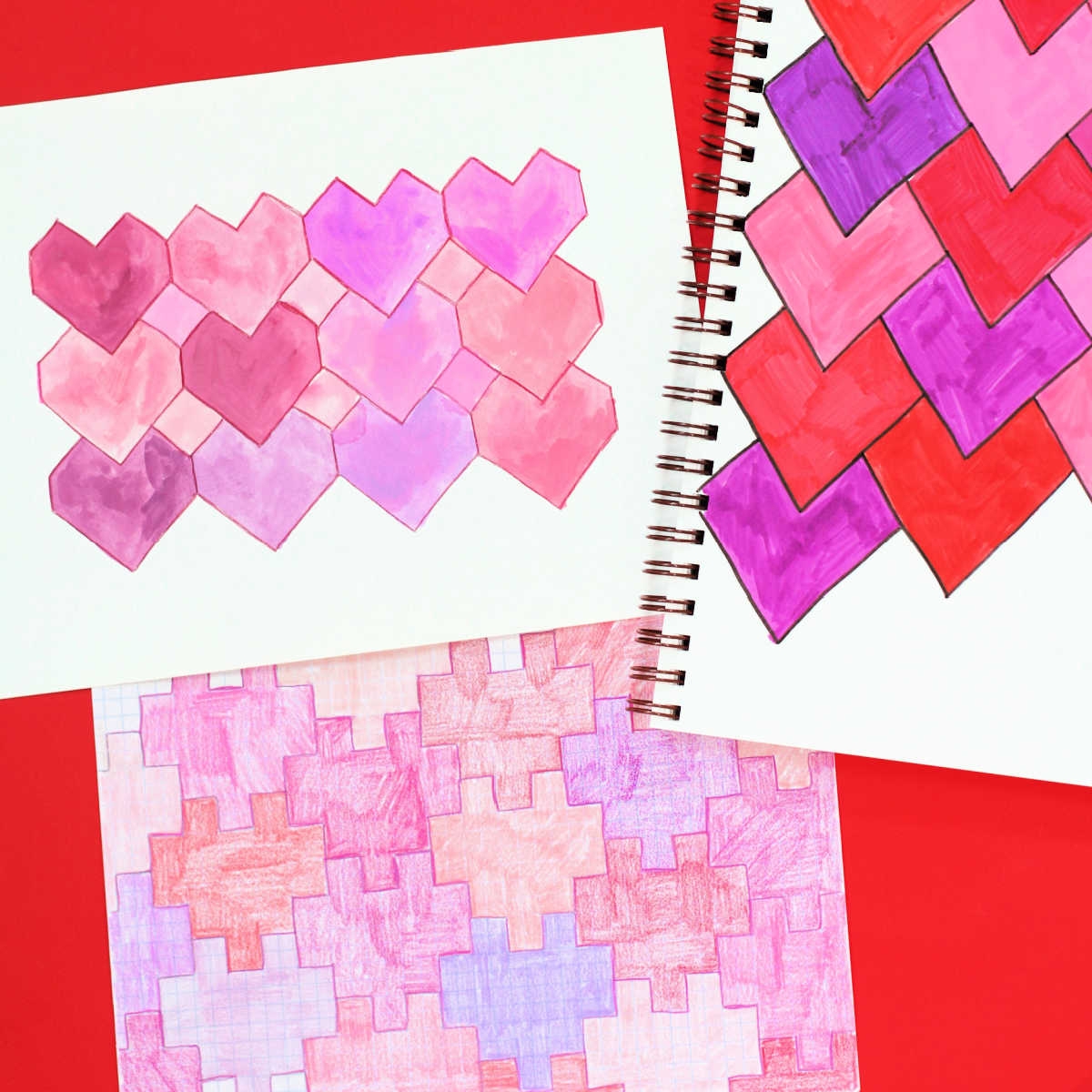 Heart Tessellations Three Lovely Math Art Designs