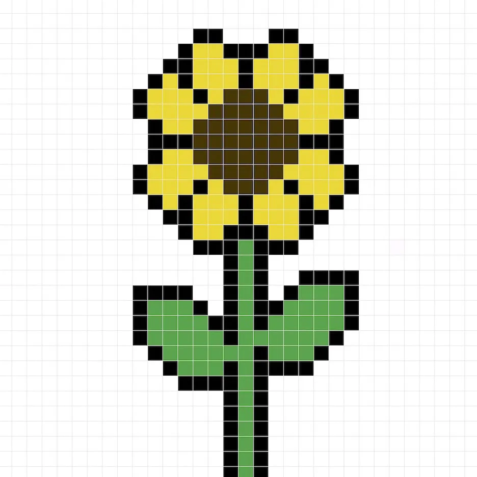 Pixel Art On Graph Paper Flower