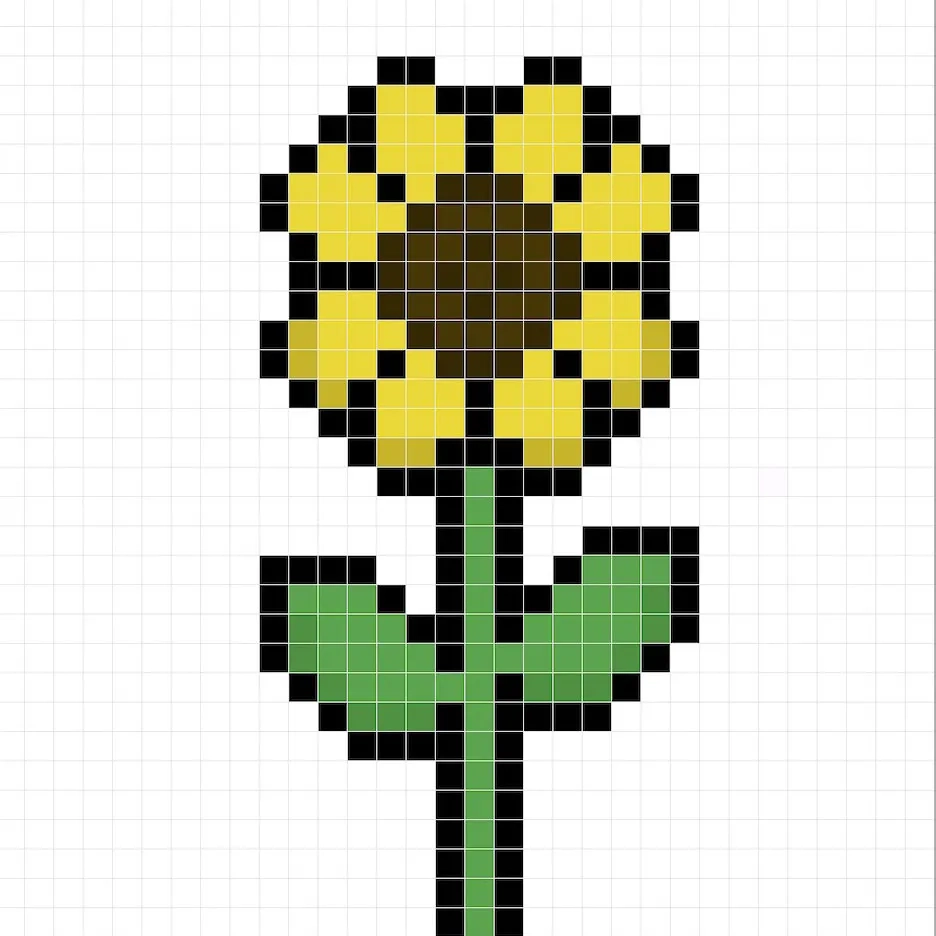 Graph Paper Art Flower