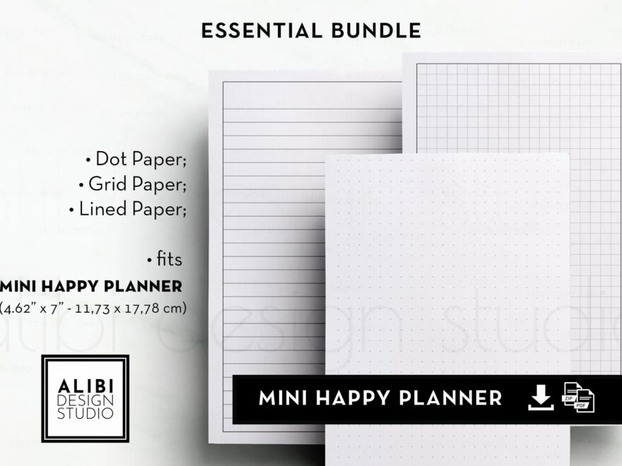 HP MINI Grid Paper Dot Grid Lined Paper MINI Happy Planner Essential Planner Inserts Graph Paper Notes Printable Journal Printables Etsy