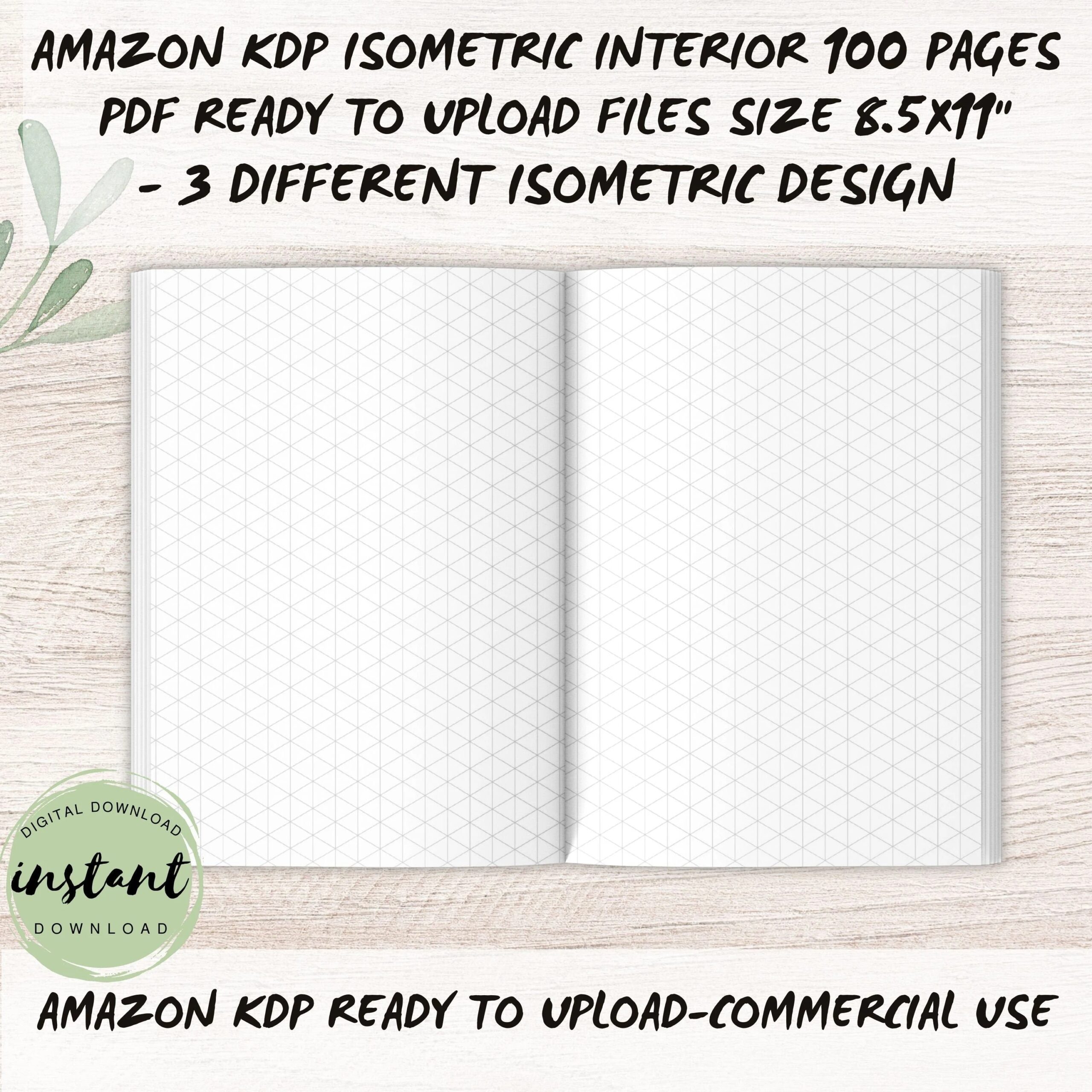 Isometric Paper KDP Isometric Graph Paper bleed Design 8 5 x11 KDP Interiors Template Grid Of Equilateral Triangles COMMERCIAL Use Etsy