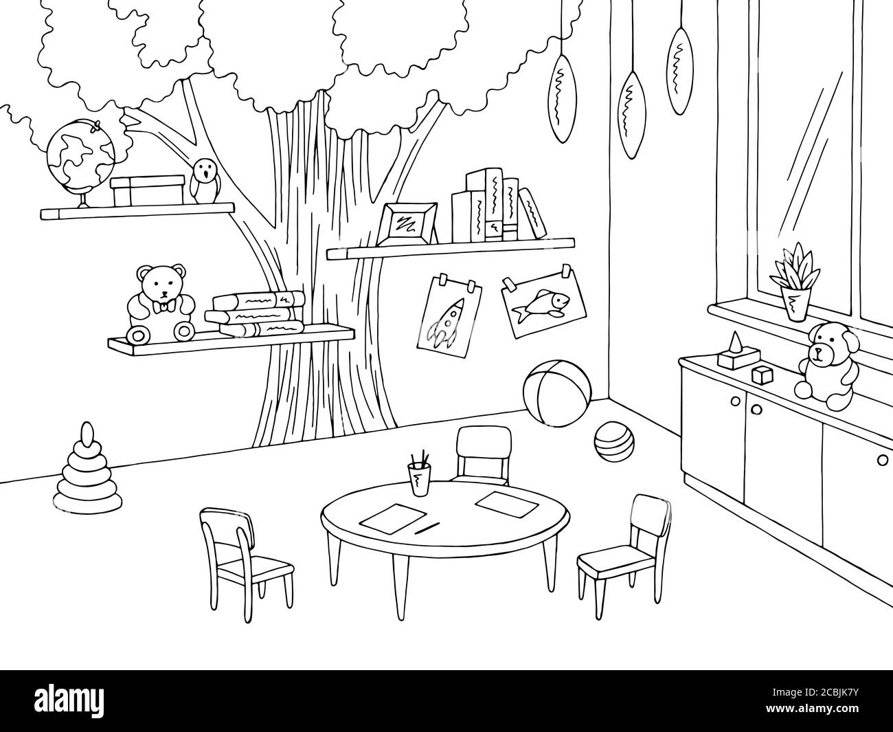 Kindergarten Classroom Black And White Stock Photos Images Alamy