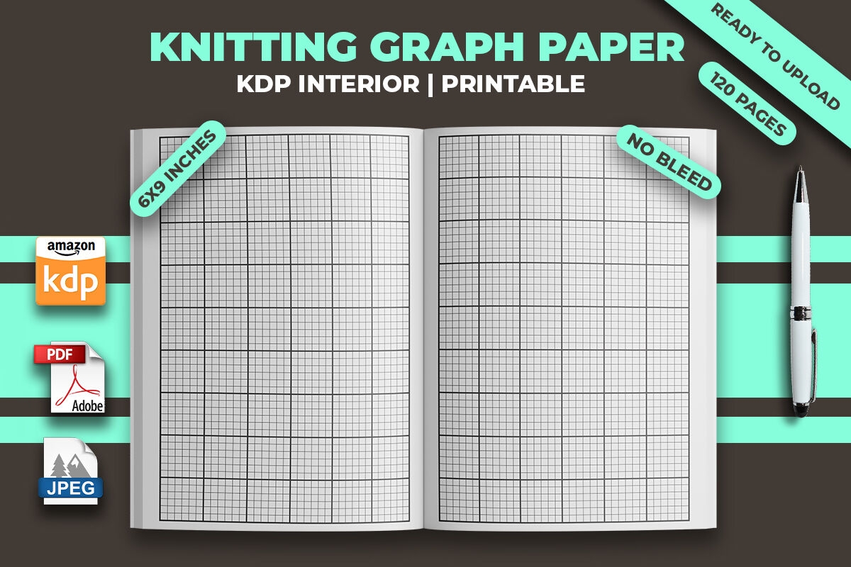 Knitting Graph Paper KDP Interior By M9 Design TheHungryJPEG