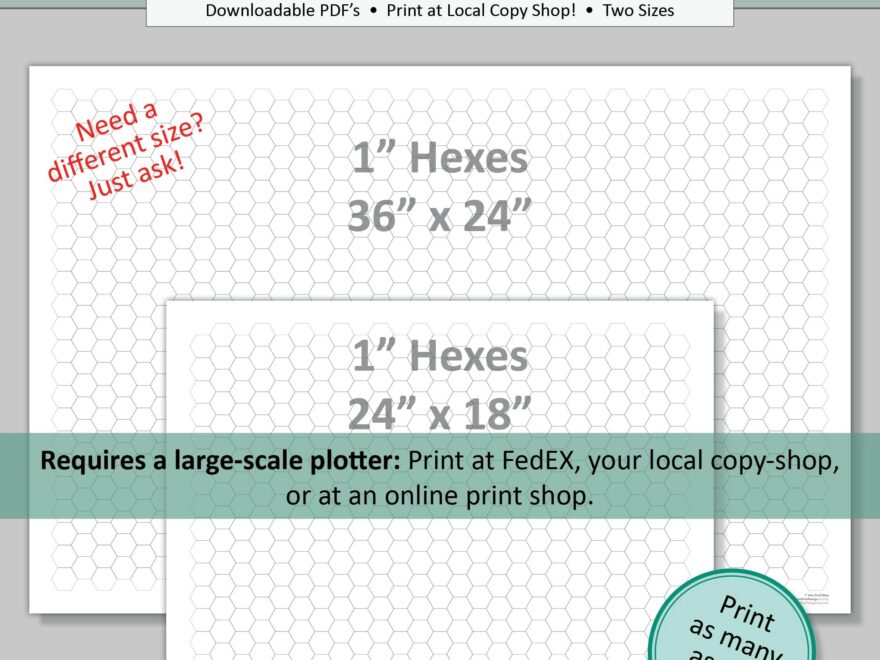 Large Scale Printable Hexagonal Graph Paper 1 Hex 2 Sizes Hex Grid DND RPG Gaming Miniature Wargaming Terrain Mapping Game Design Etsy
