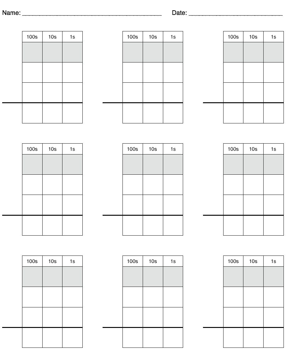 Math Practice Grid Paper For Carrying Borrowing And Regrouping Free Homeschool Download Northwest Edible Life