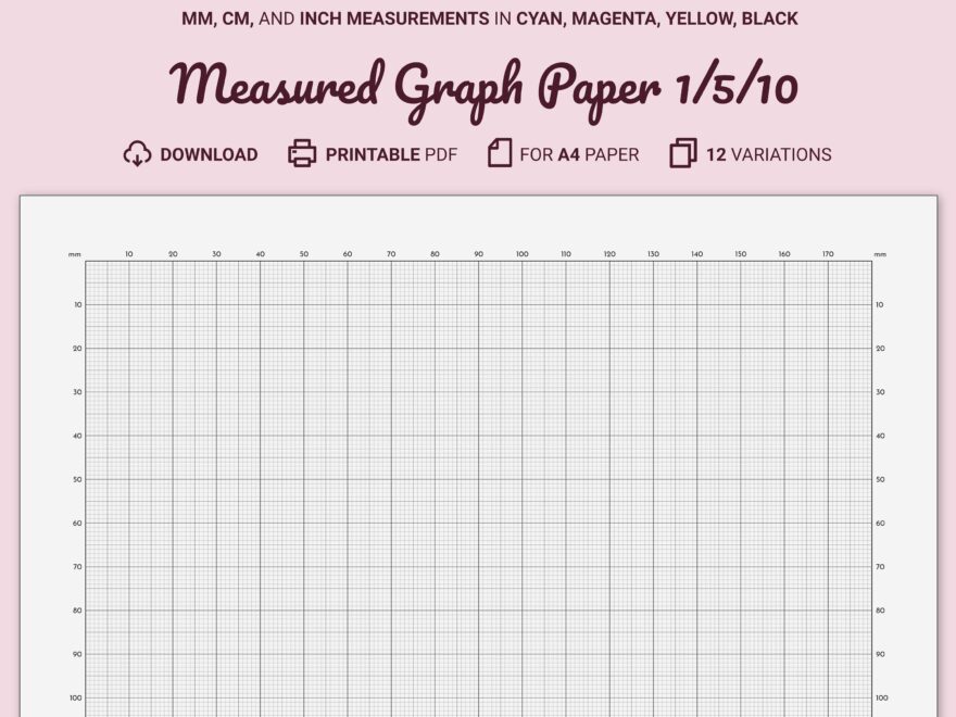 Measured Graph Paper Millimeters centimeters inches Printable A4 Worksheets Library