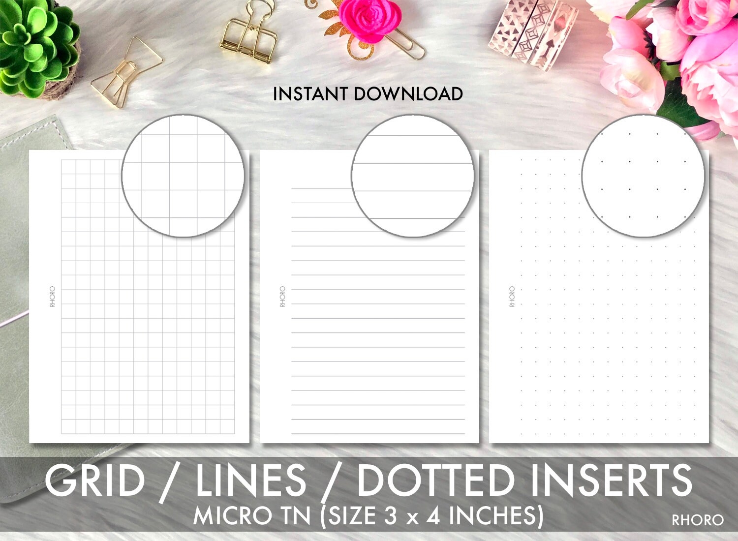 Micro TN Inserts Printable Grid Lines Dotted Grid Set Printable Micro TN Planner Insert Foxy Fix No 0 Inserts Printable Grid Dot Line Set Etsy
