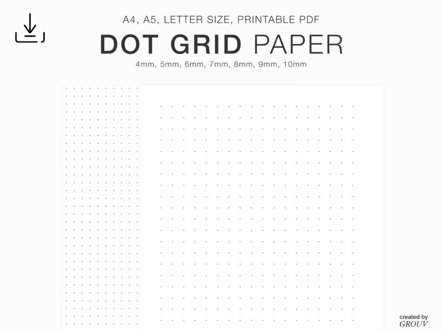 Minimal Dot Grid Printable Paper 7 Sizes 4mm 5mm 6mm 7mm 8mm 9mm 10mm Bullet Journal Paper Writing Paper Instant Download Etsy